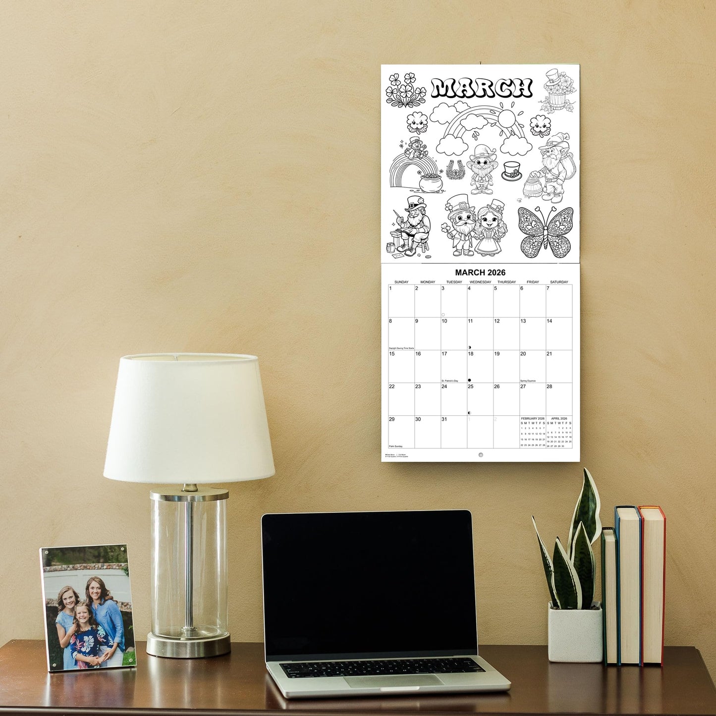 2026 Coloring Calendar Monthly Wall Calendar for Kids | 12" x 24" | Color Pages with Monthly Themes Coloring Wall Calendar 2025-2026