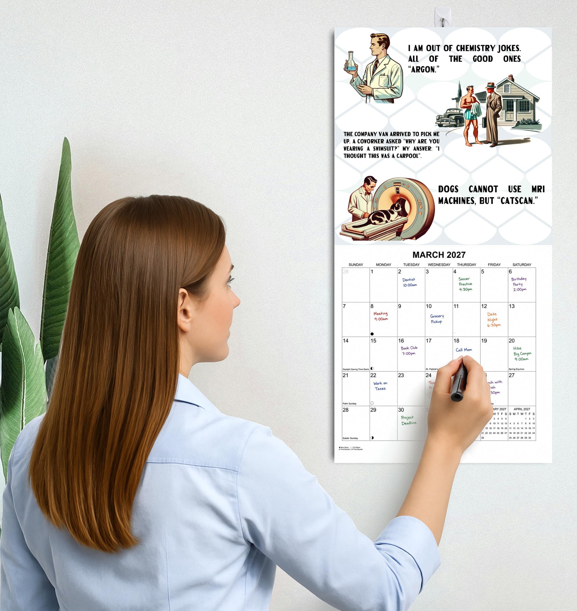 2027 Dad Jokes Funny Monthly Wall Calendar | Vintage Style Drawings | Funny Gift Calendar 2026-2027