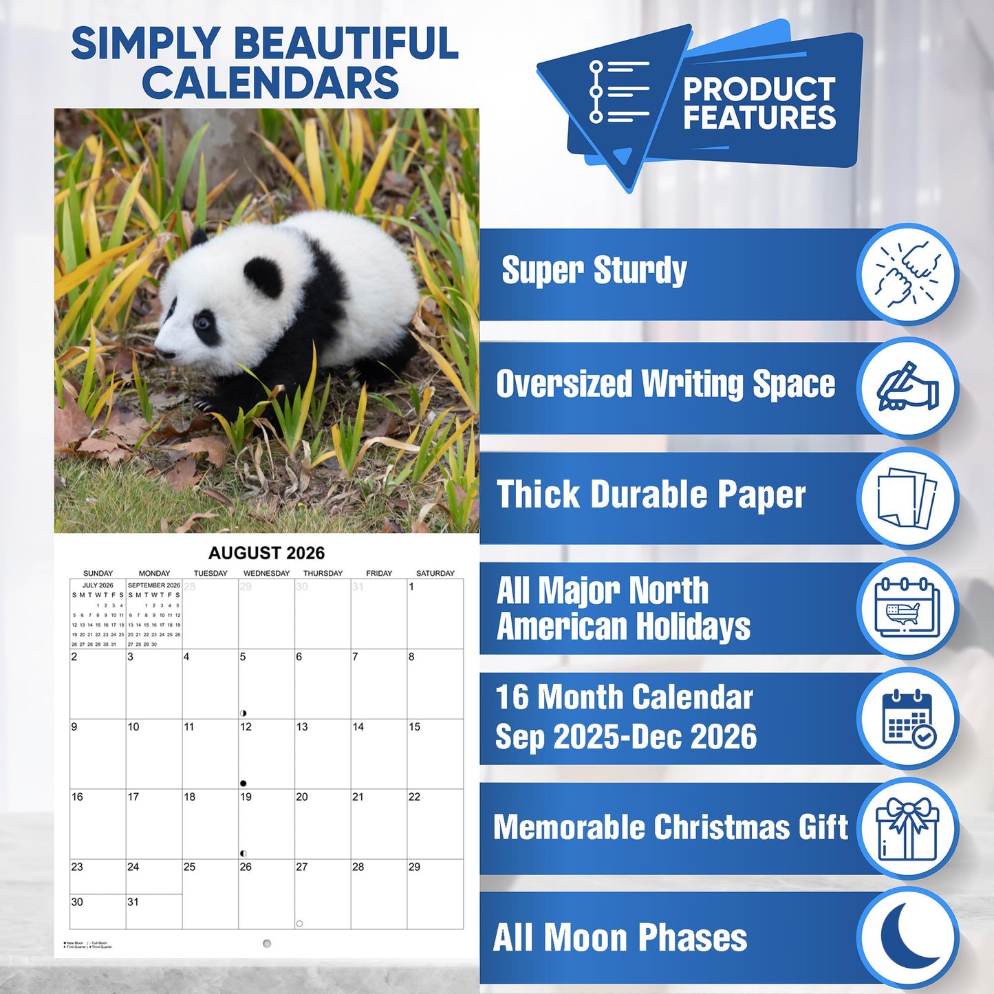2026 Baby Pandas Monthly Wall Calendar | 12" x 24" | Animals Calendar 2025-2026