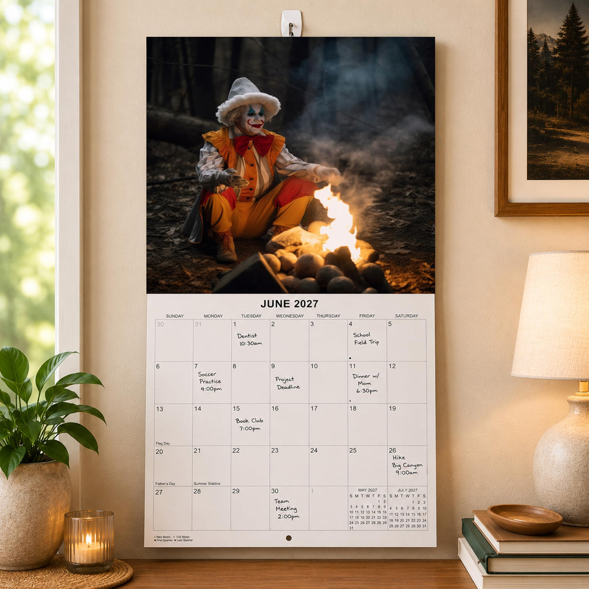 2027 Creepy Clowns in the Wild Wall Calendar - Funny Gag Gift | Creepy Clowns Doing Everday Things Gift Calendar 2026-2027