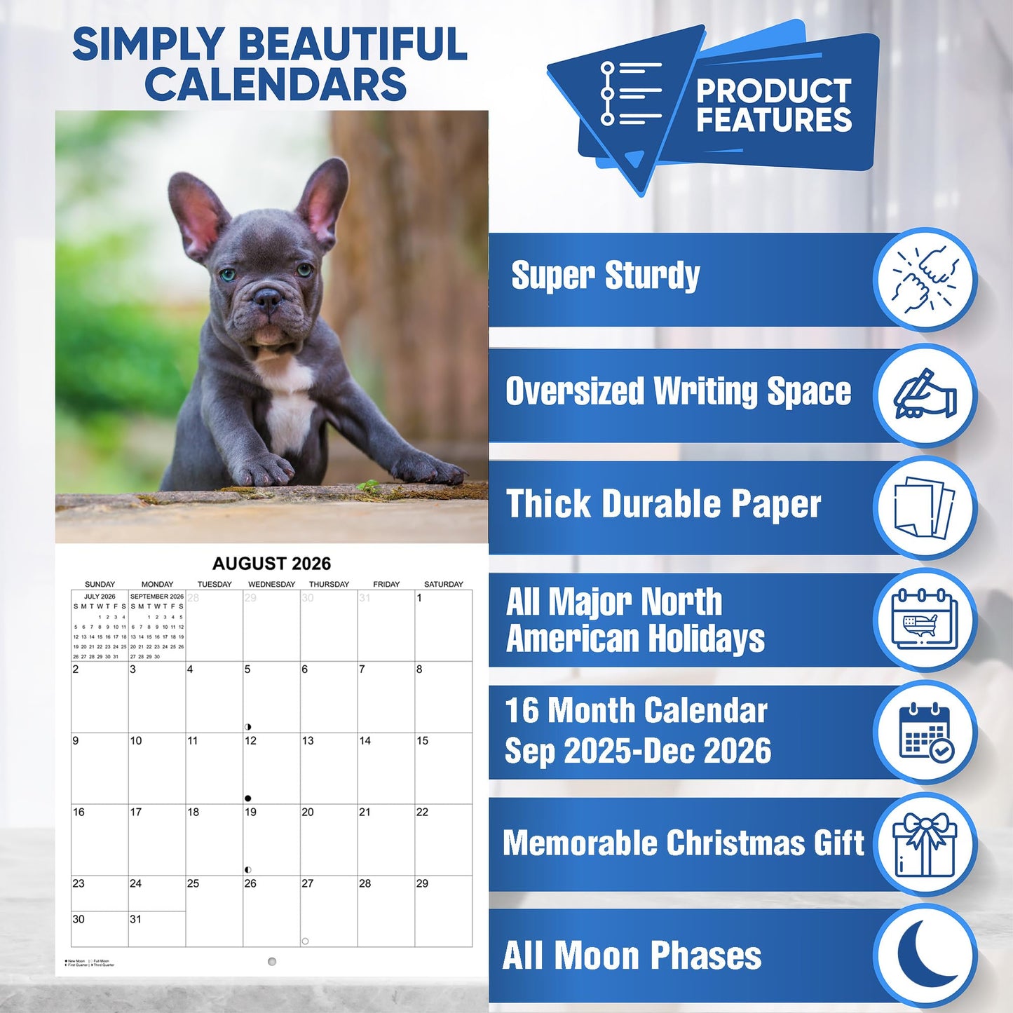 2026 Puppies Monthly Wall Calendar | 12" x 24" | Puppy Dog Calendar September 2025- December 2026