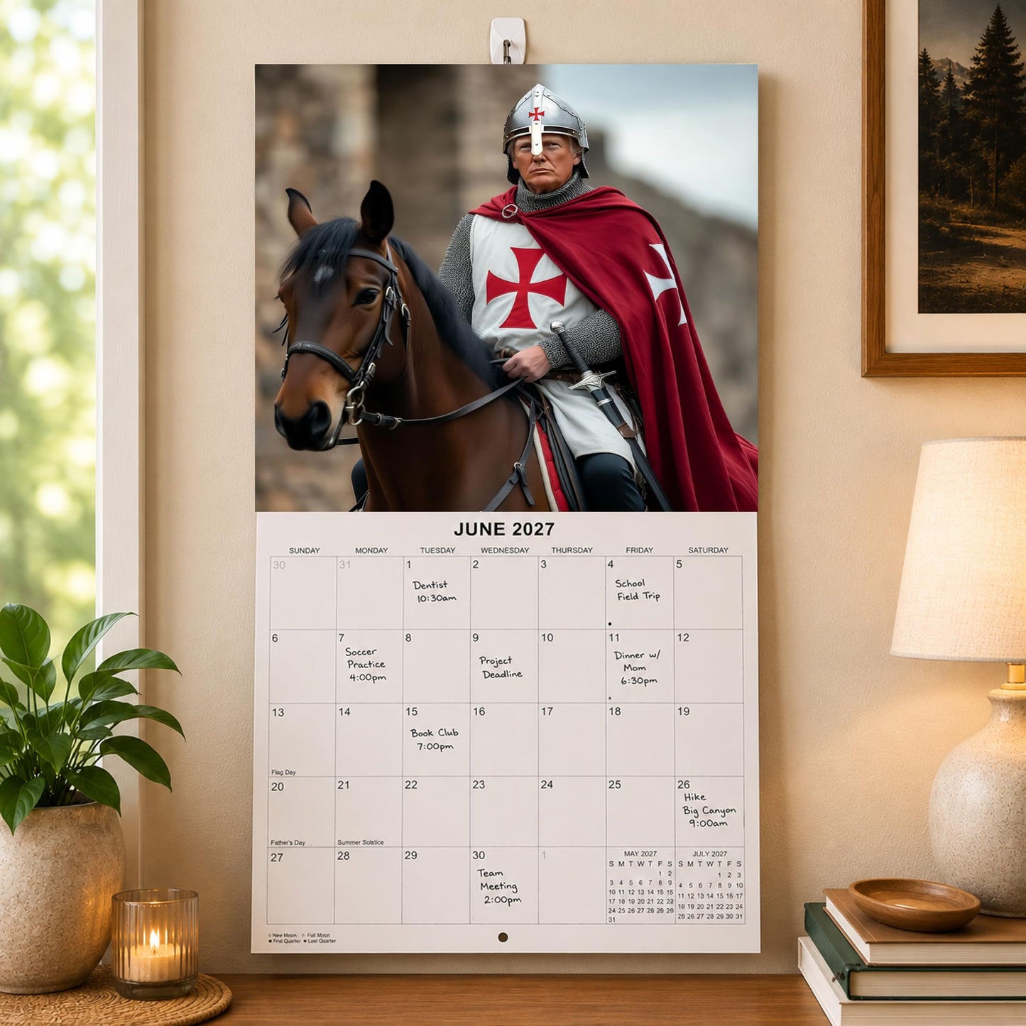 Based Trump Funny Monthly Wall Calendar 2027 | 12" x 24" | Prank Gift White Elephant or Gag Gift Calendar 2026-2027