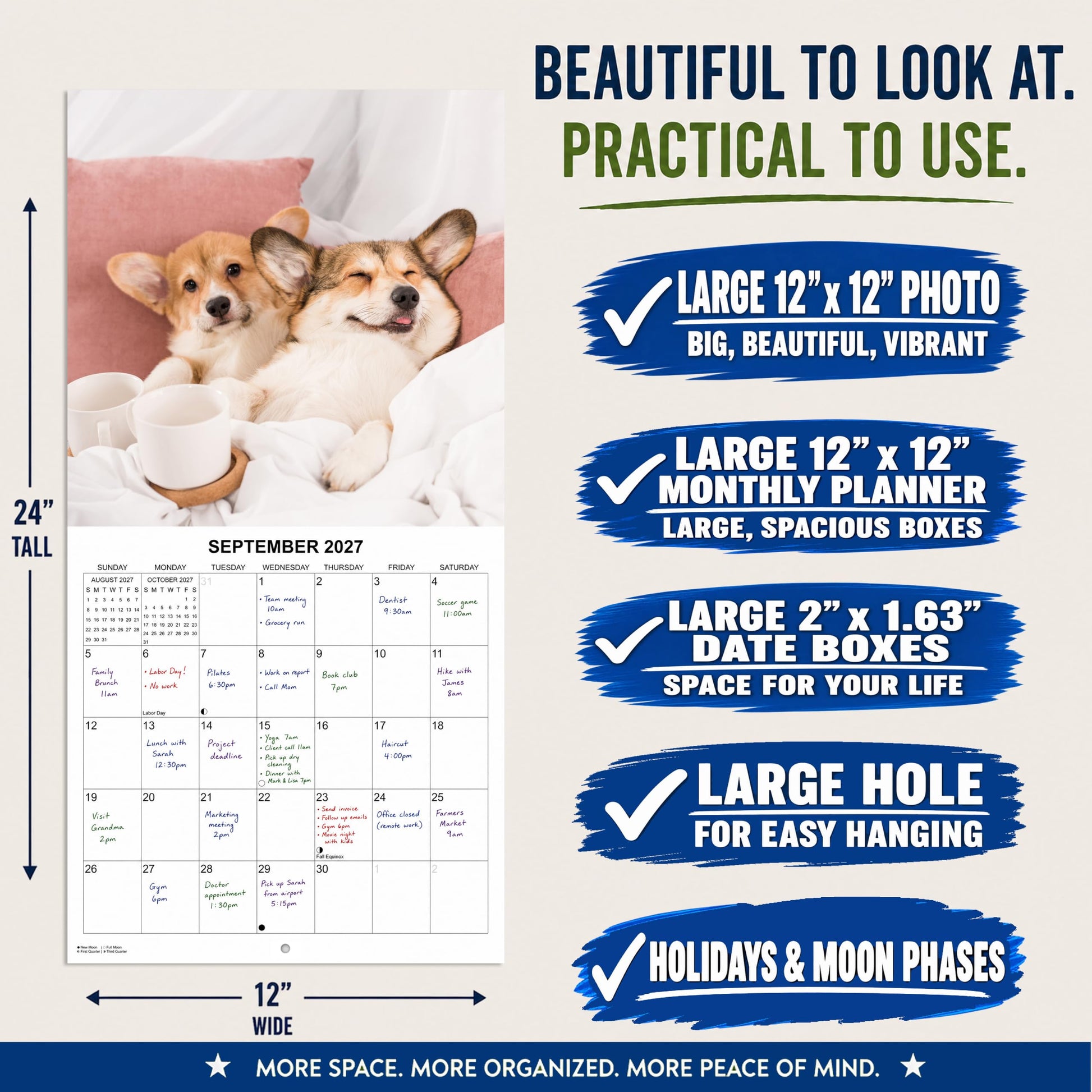 2027 Corgis Monthly Wall Calendar | Cute Dog Calendar September 2026 - December 2027