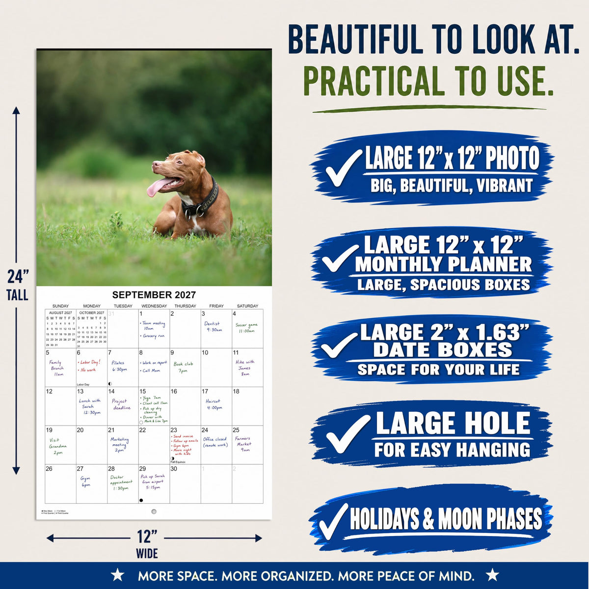 2027 Pit Bulls Monthly Wall Calendar | Pitbull Dog Calendar September 2026 - December 2027