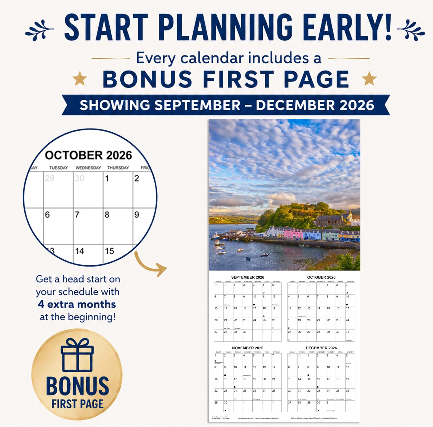 2027 Scotland Monthly Wall Calendar | Travel Calendar 2026-2027