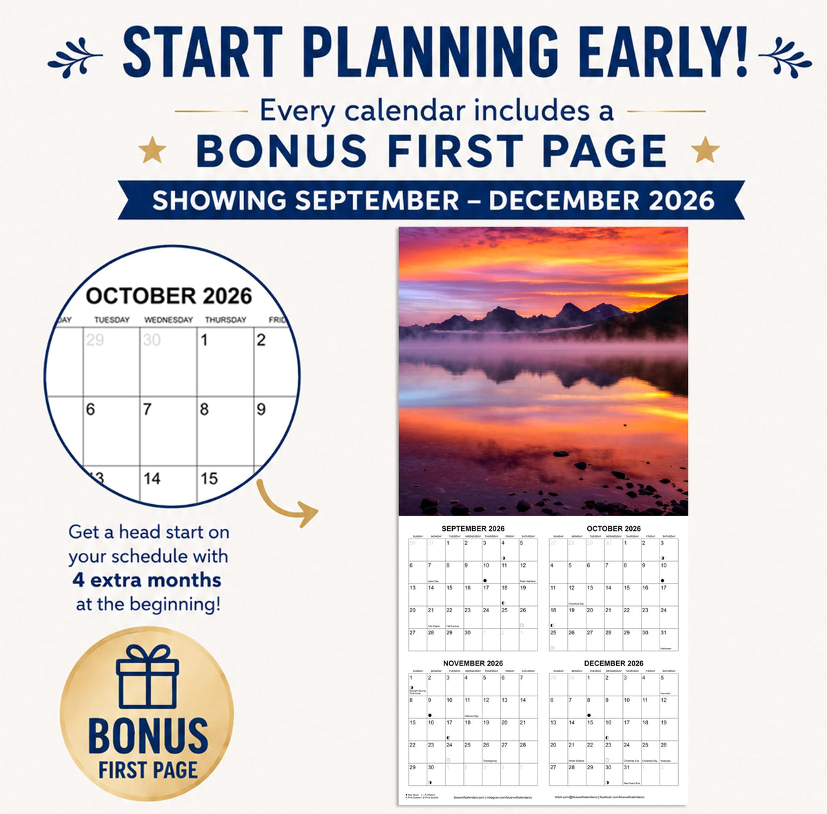 2027 Sunsets in National Parks Monthly Wall Calendar | Travel Calendar 2026-2027
