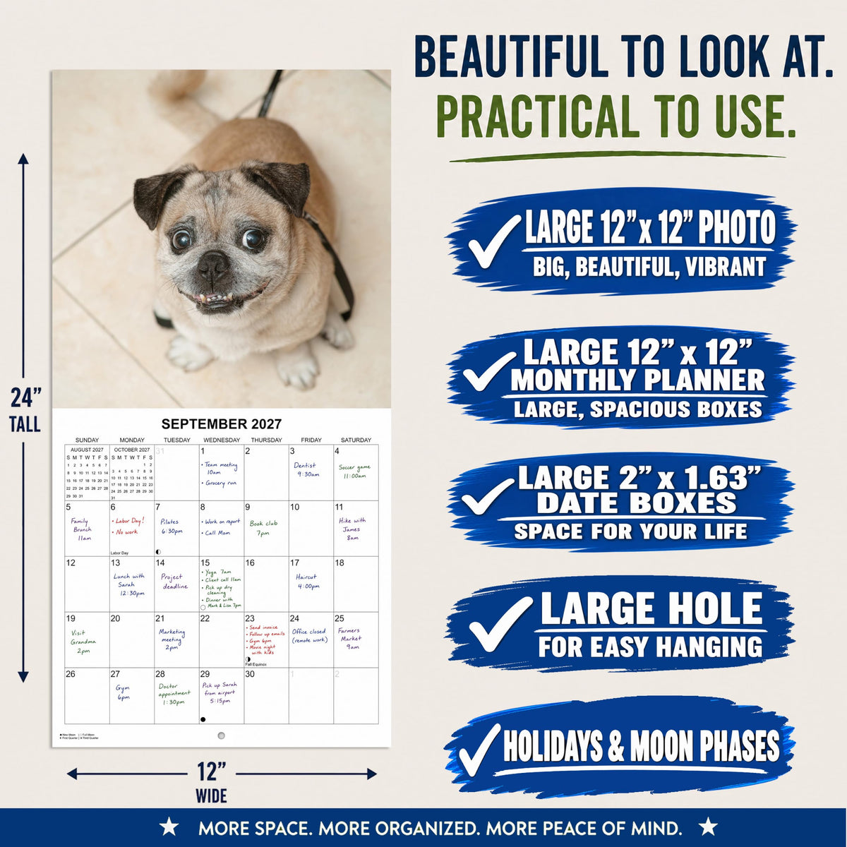 2027 Smiling Dogs Monthly Wall Calendar | Funny Happy Dogs Calendar September 2026 - December 2027