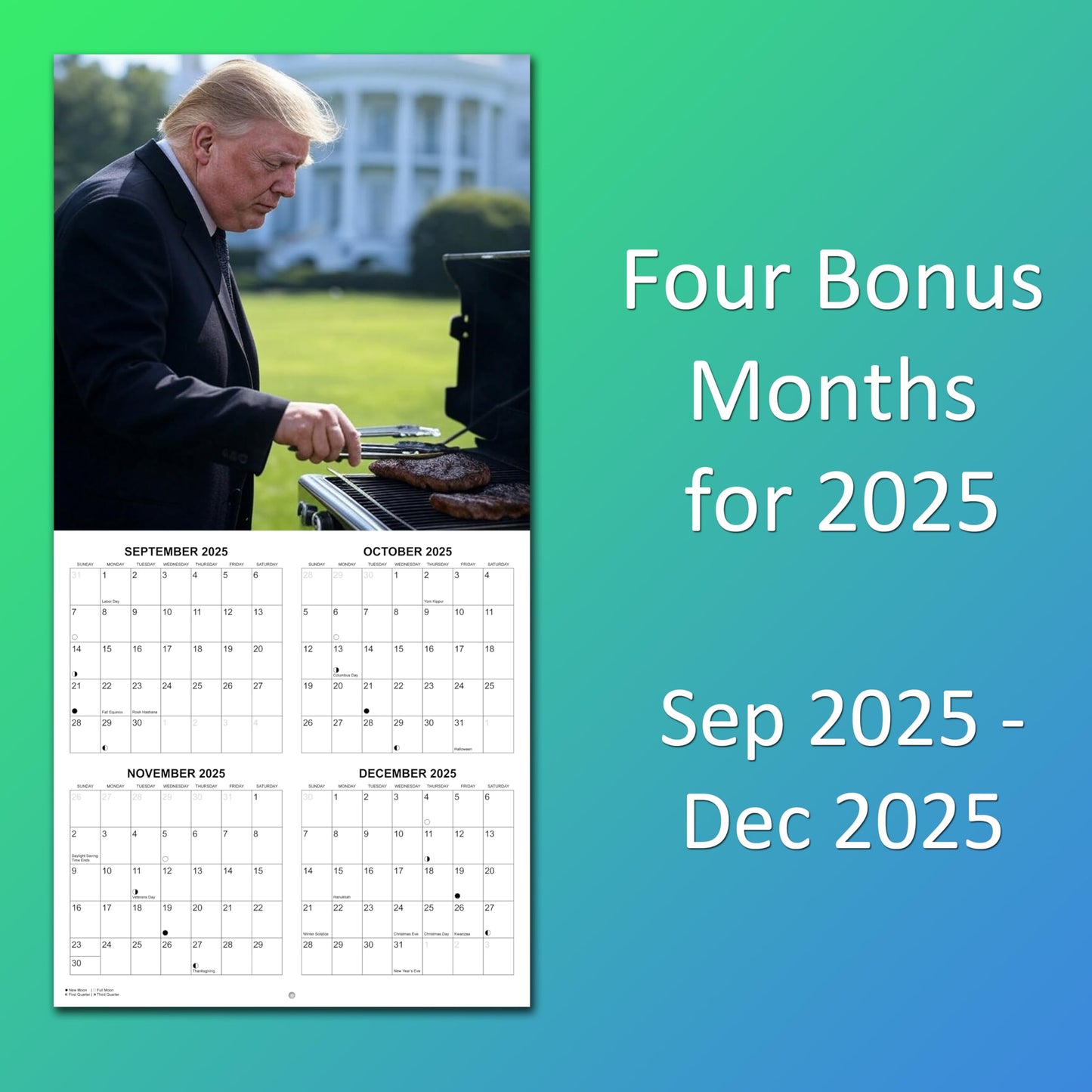 2026 Based Trump Funny Monthly Wall Calendar | 12" x 24" | Prank Gift White Elephant or Gag Gift Calendar 2025-2026