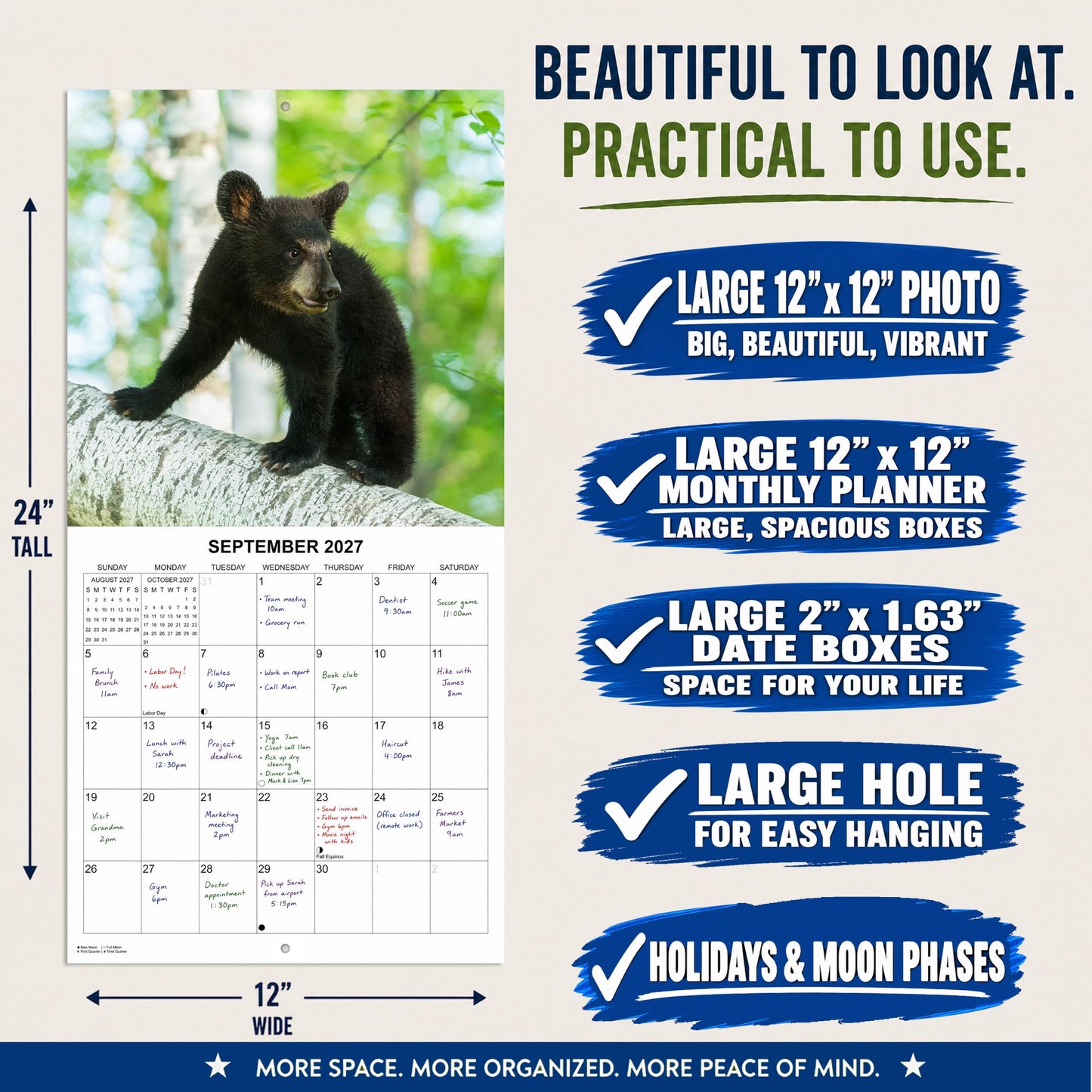 2027 Bears Monthly Wall Calendar | Animals Calendar 2026-2027