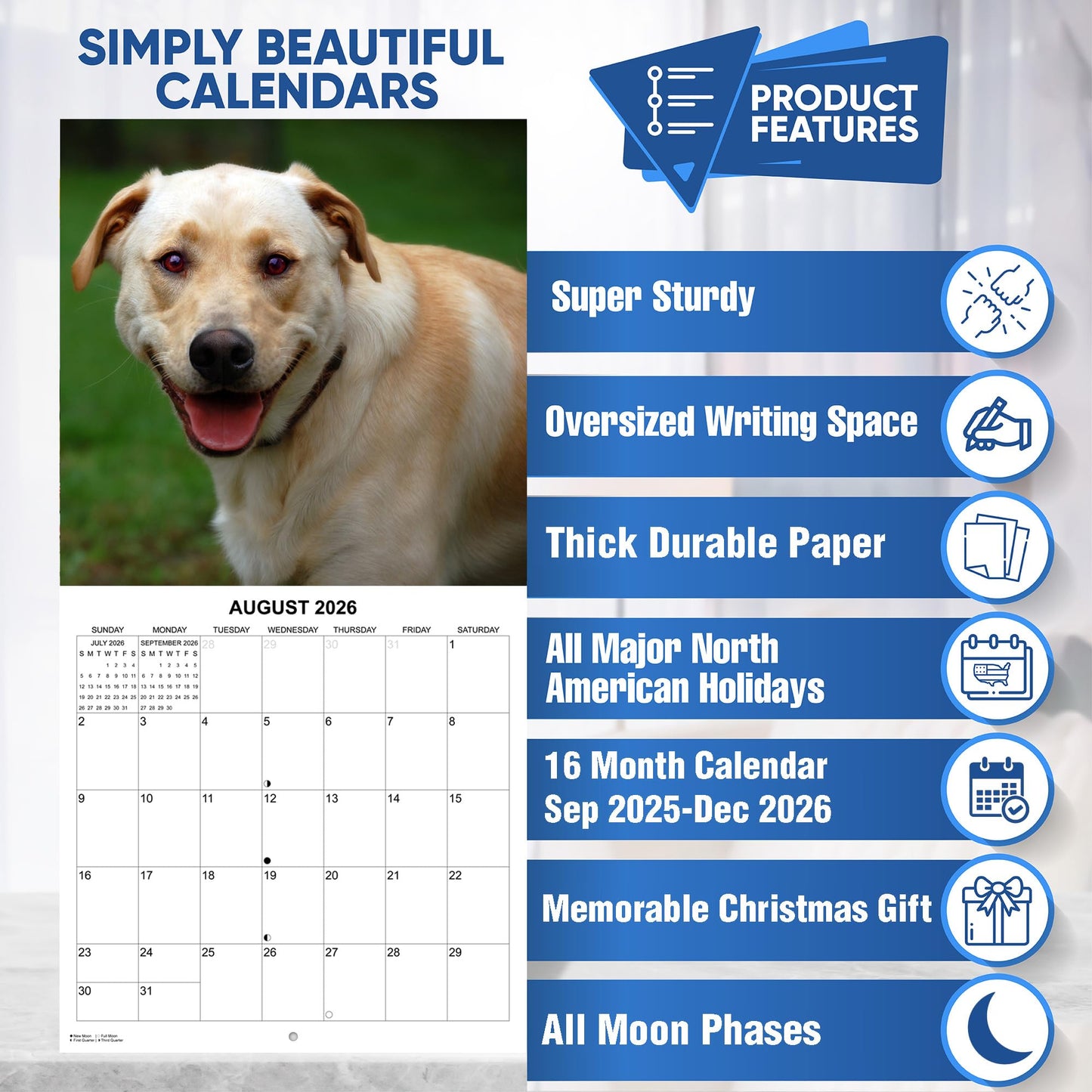 2026 Smiling Dogs Monthly Wall Calendar | 12" x 24" | Funny Dogs Calendar September 2025 - December 2026