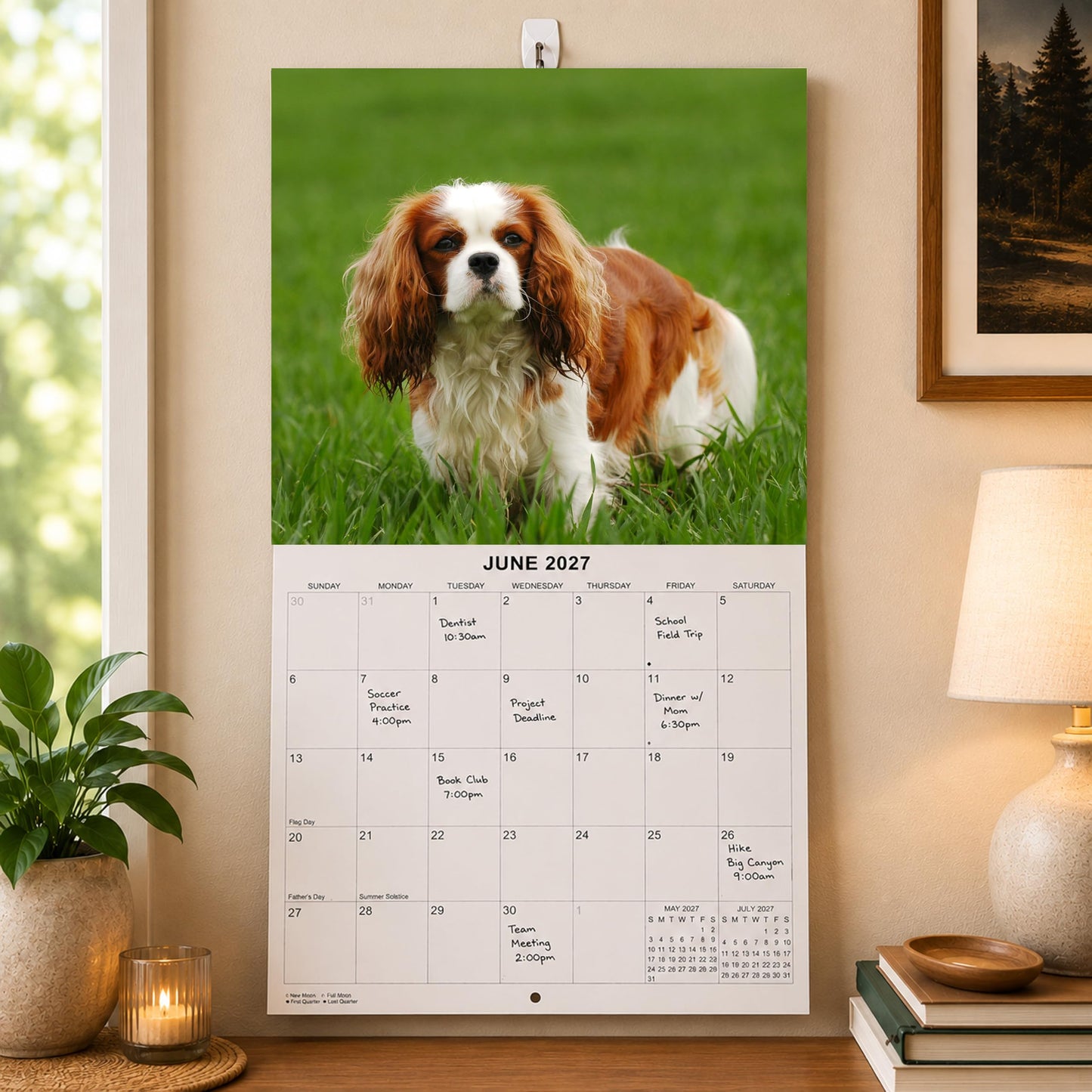2027 Cavalier King Charles Spaniel Monthly Wall Calendar | Dog Calendar September 2026 - December 2027