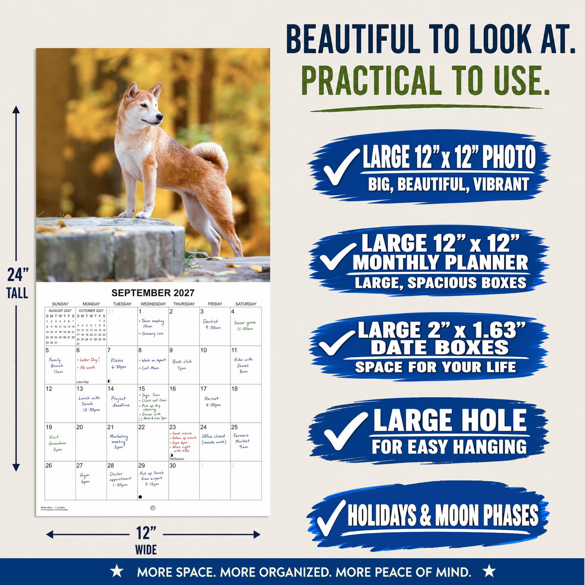 2027 Shiba Inus Monthly Wall Calendar | Cute Dogs 2027 Wall Calendar 2026-2027