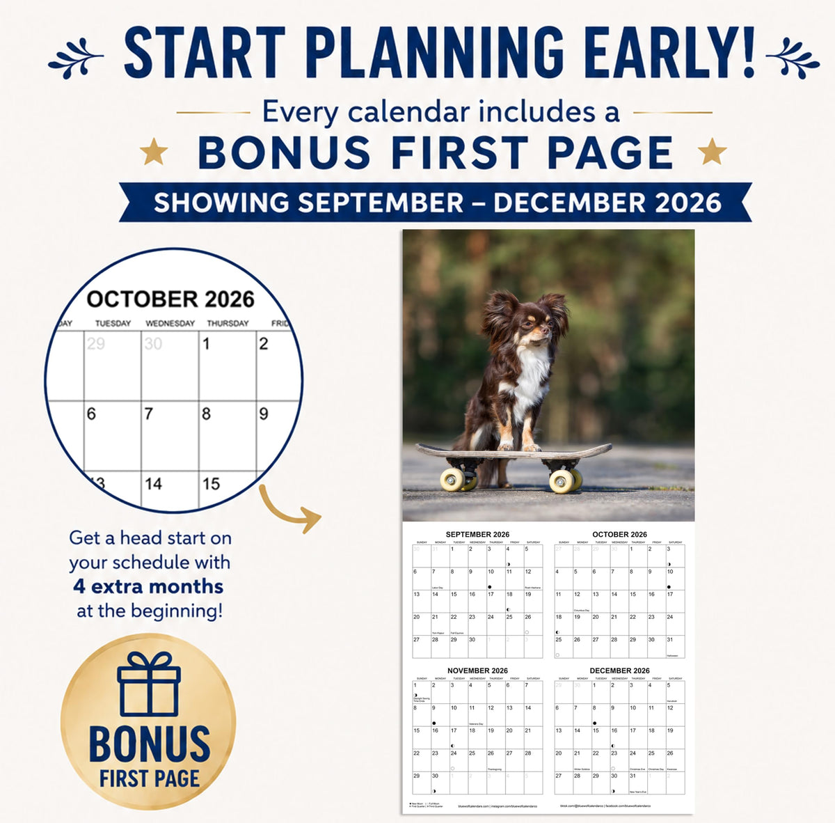 2027 Chihuahuas Monthly Wall Calendar | Cute Dogs Calendar September 2026 - December 2027
