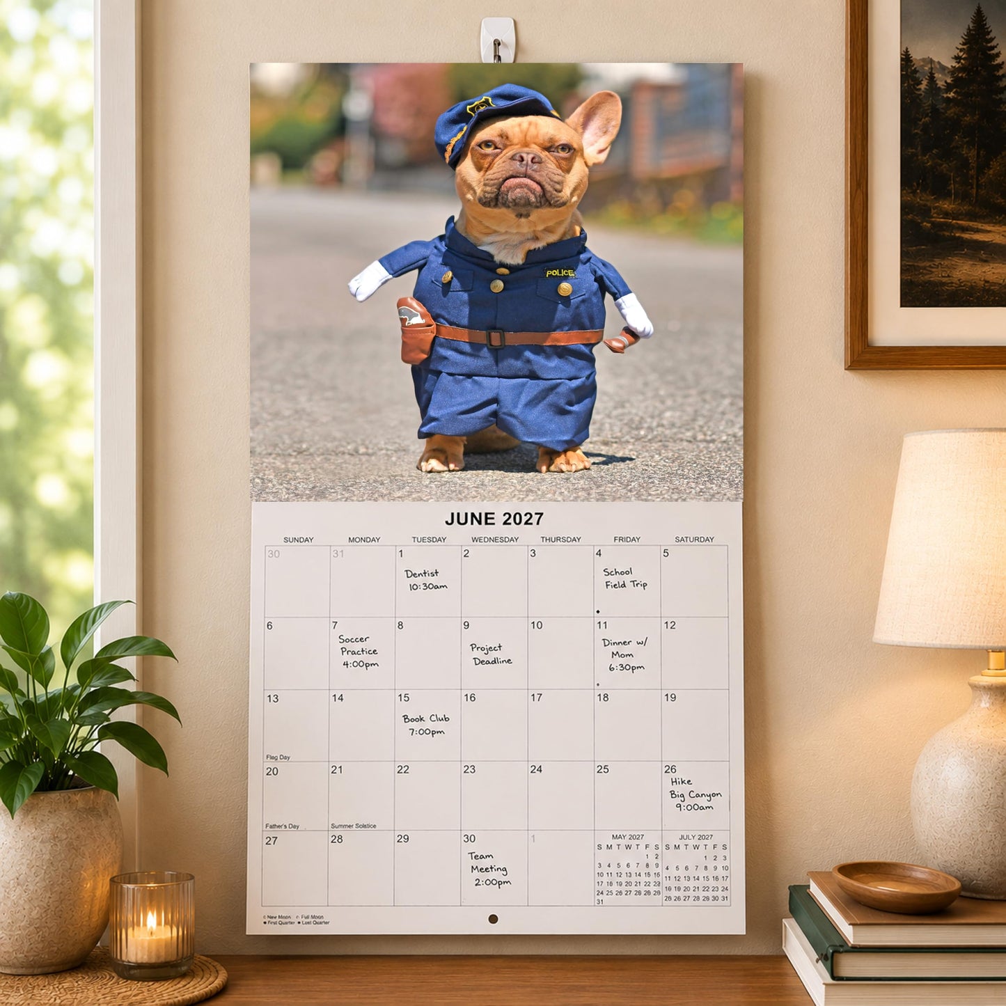 2027 Funny Frenchies Monthly Wall Calendar | Cute French Bulldogs Calendar September 2026 - December 2027