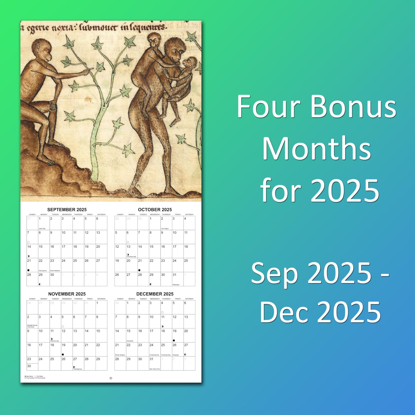 2026 History's Oddest Animal Art Monthly Wall Calendar | 12" x 24" | White Elephant or Gag Gift Funny Calendar 2025-2026