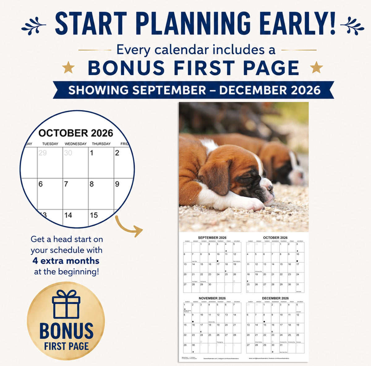 2027 Boxers Monthly Wall Calendar | Boxer Dog Breed 2026 Wall Calendar 2026-2027