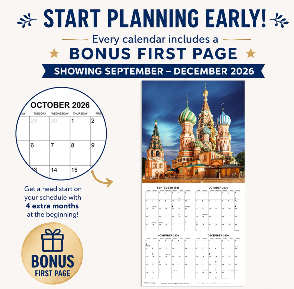 2027 Wonders of the World Landscapes Monthly Wall Calendar | Travel Calendar 2026-2027