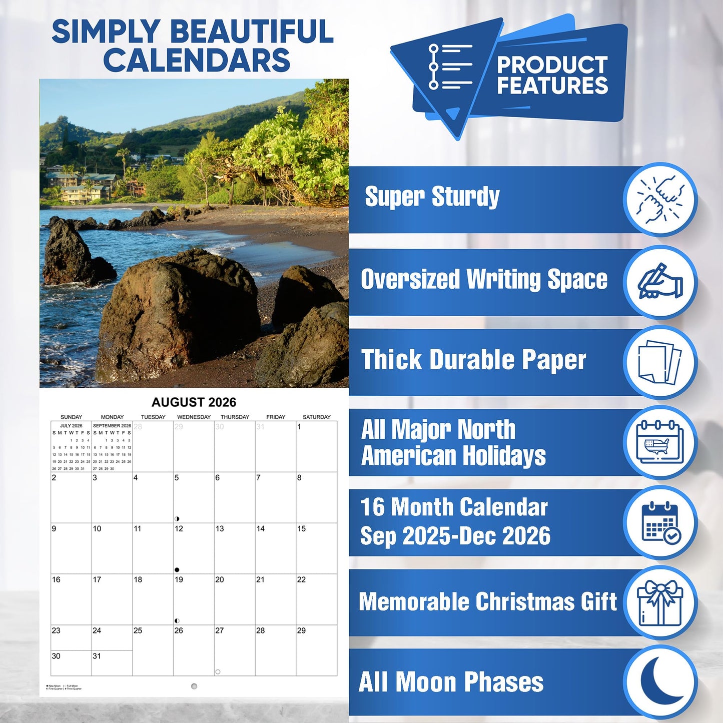 2026 Road to Hana Maui Hawaii Monthly Wall Calendar | 12" x 24" | Travel Calendar 2025-2026