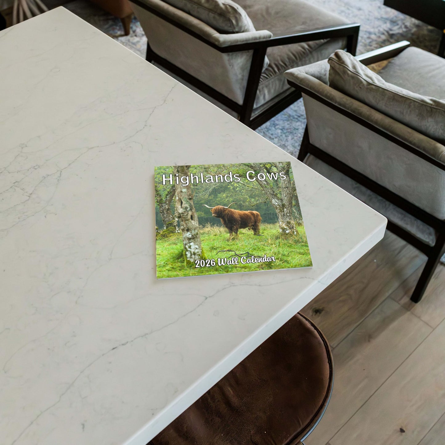 2026 Highland Cows Monthly Wall Calendar | 12" x 24" | Animals Calendar 2025-2026