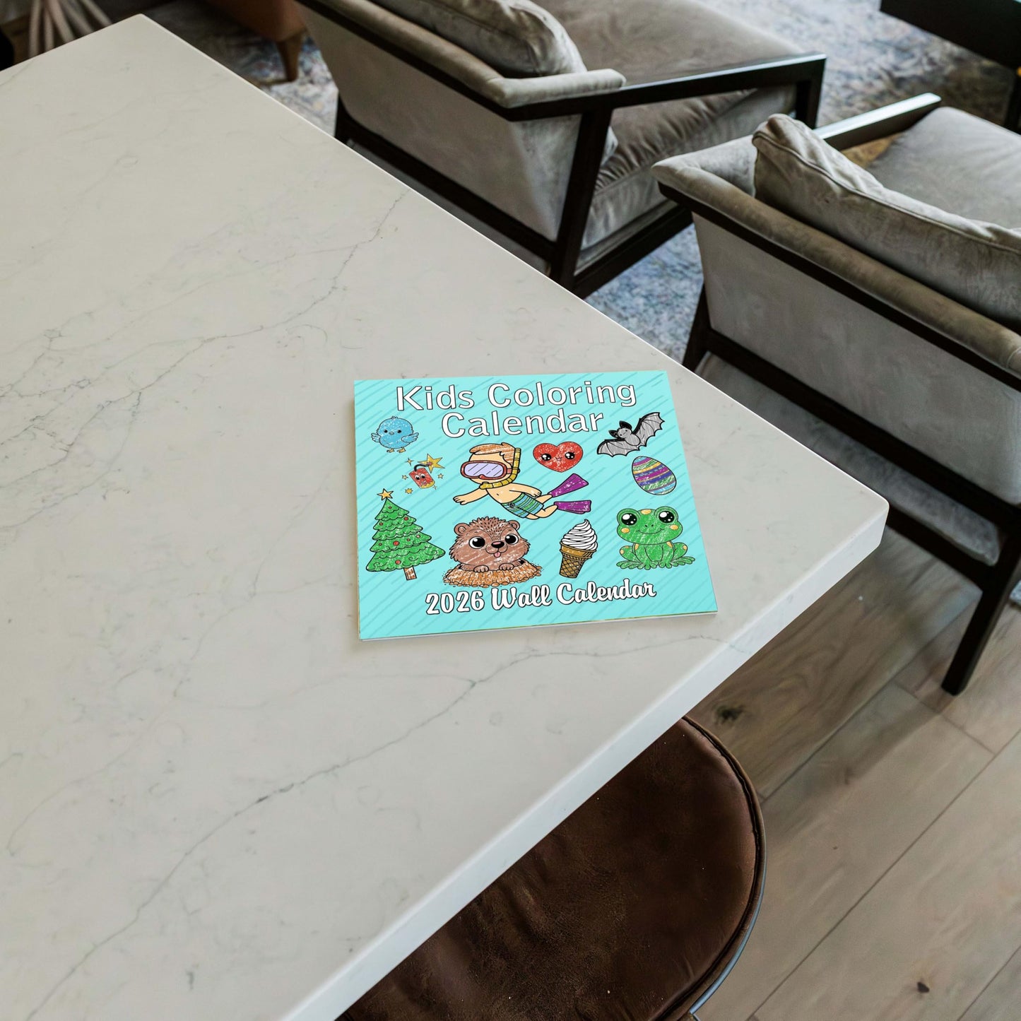 2026 Coloring Calendar Monthly Wall Calendar for Kids | 12" x 24" | Color Pages with Monthly Themes Coloring Wall Calendar 2025-2026