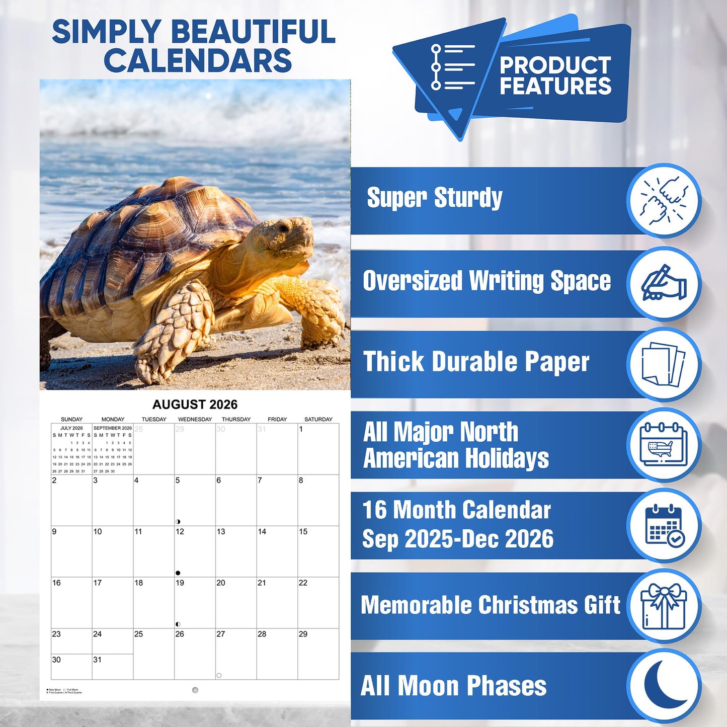 2026 Sea Turtles Monthly Wall Calendar | 12" x 24" | Animals Calendar 2025-2026