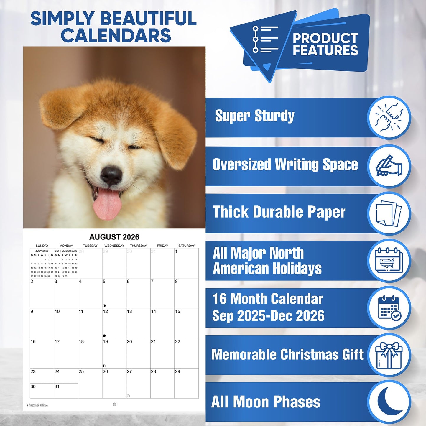 2026 Shiba Inus Monthly Wall Calendar | 12" x 24" | Dogs Calendar 2025-2026