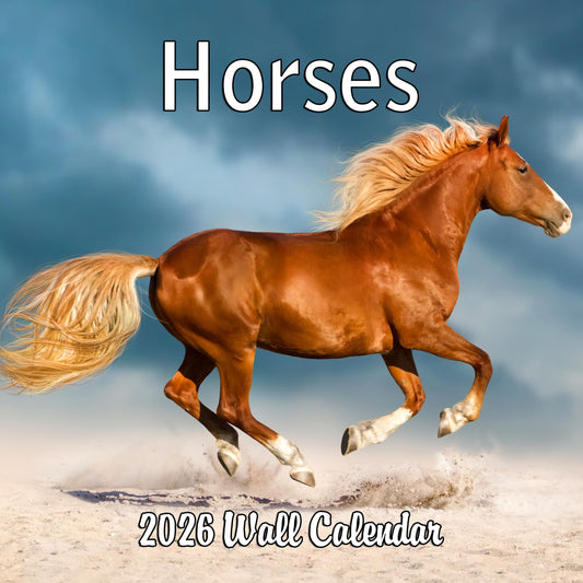 2026 Horses Monthly Wall Calendar | 12" x 24" | Animals Calendar 2025-2026