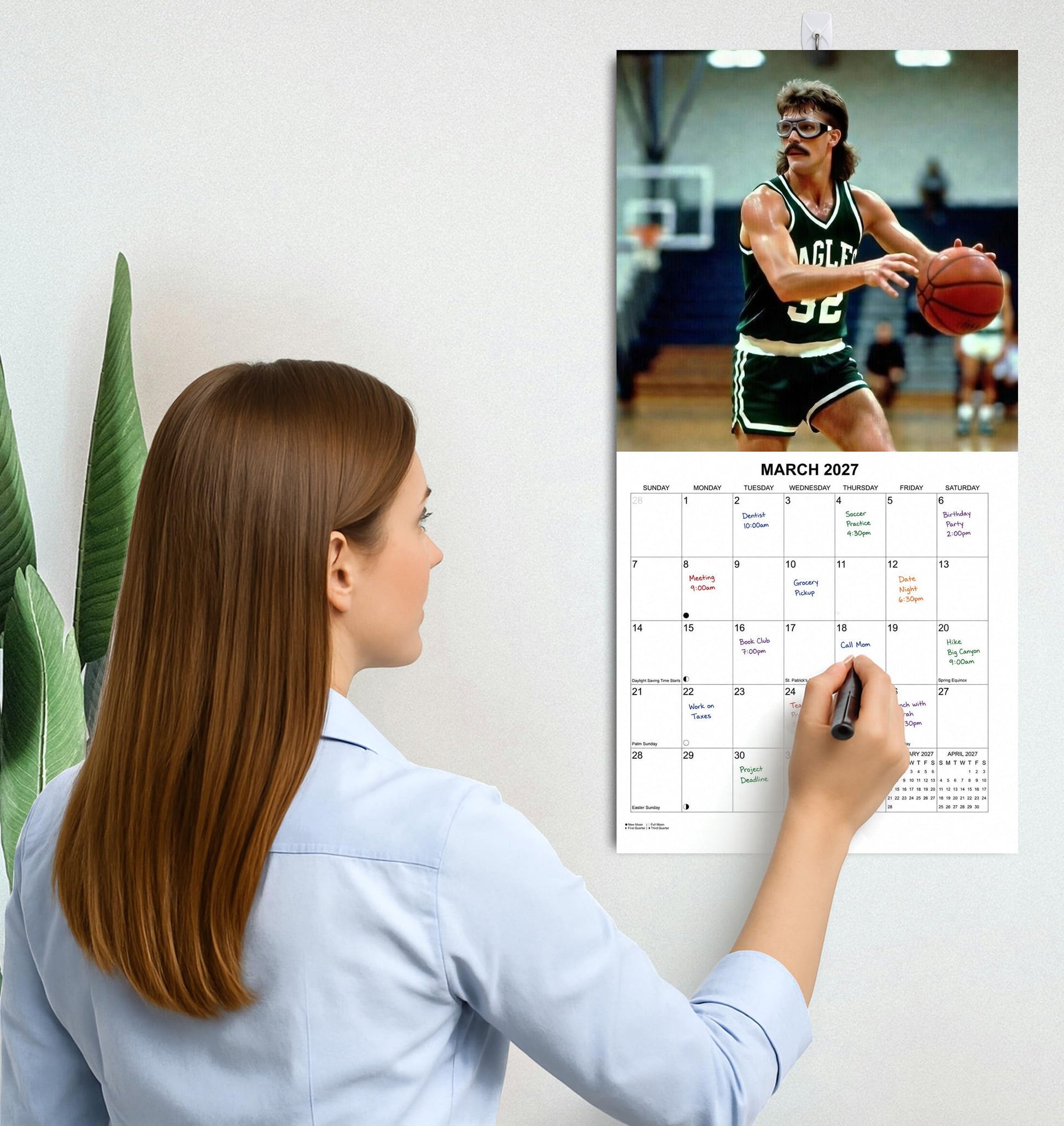 2027 Mullets White Elephant Monthly Wall Calendar - Funny Gag Gift | Ugly Mullets Prank Gift Calendar 2026-2027