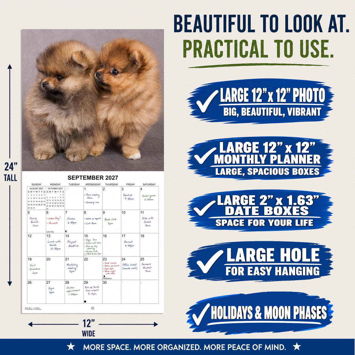 2027 Puppies Monthly Wall Calendar | Cute Dogs Calendar September 2026 - December 2027