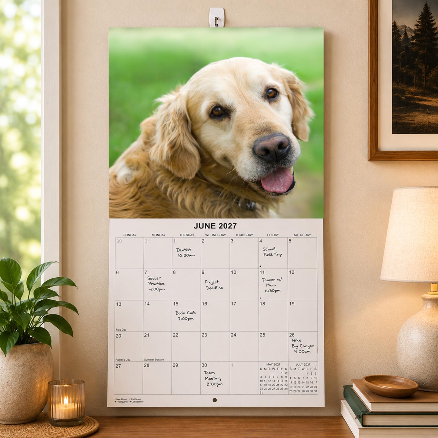 2027 Golden Retrievers Monthly Wall Calendar | Cute Dogs Calendar September 2026 - December 2027