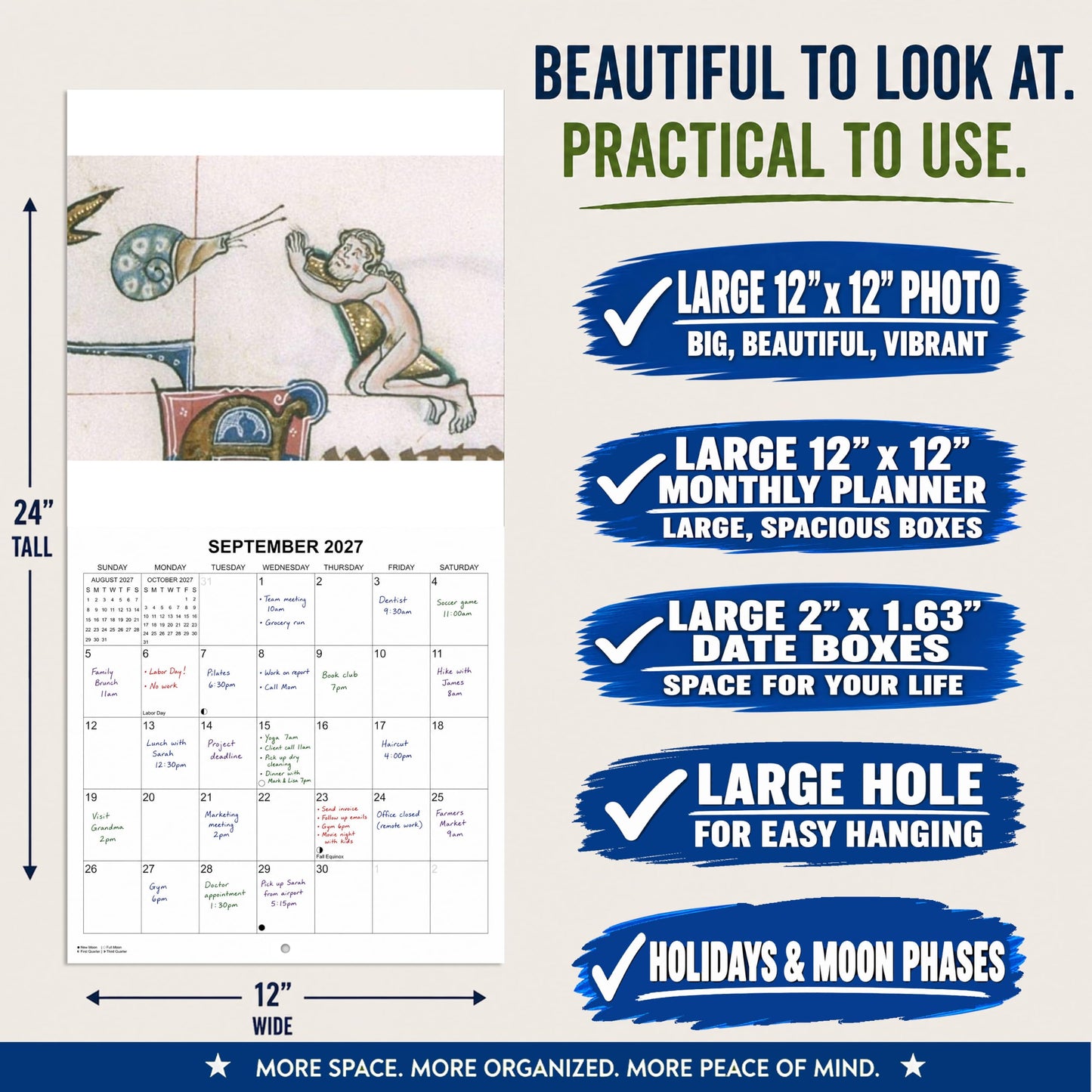 2027 Medieval Snail Battles Illustrations White Elephant Monthly Wall Calendar - Funny Gag Gift | Prank Gift Calendar 2026-2027