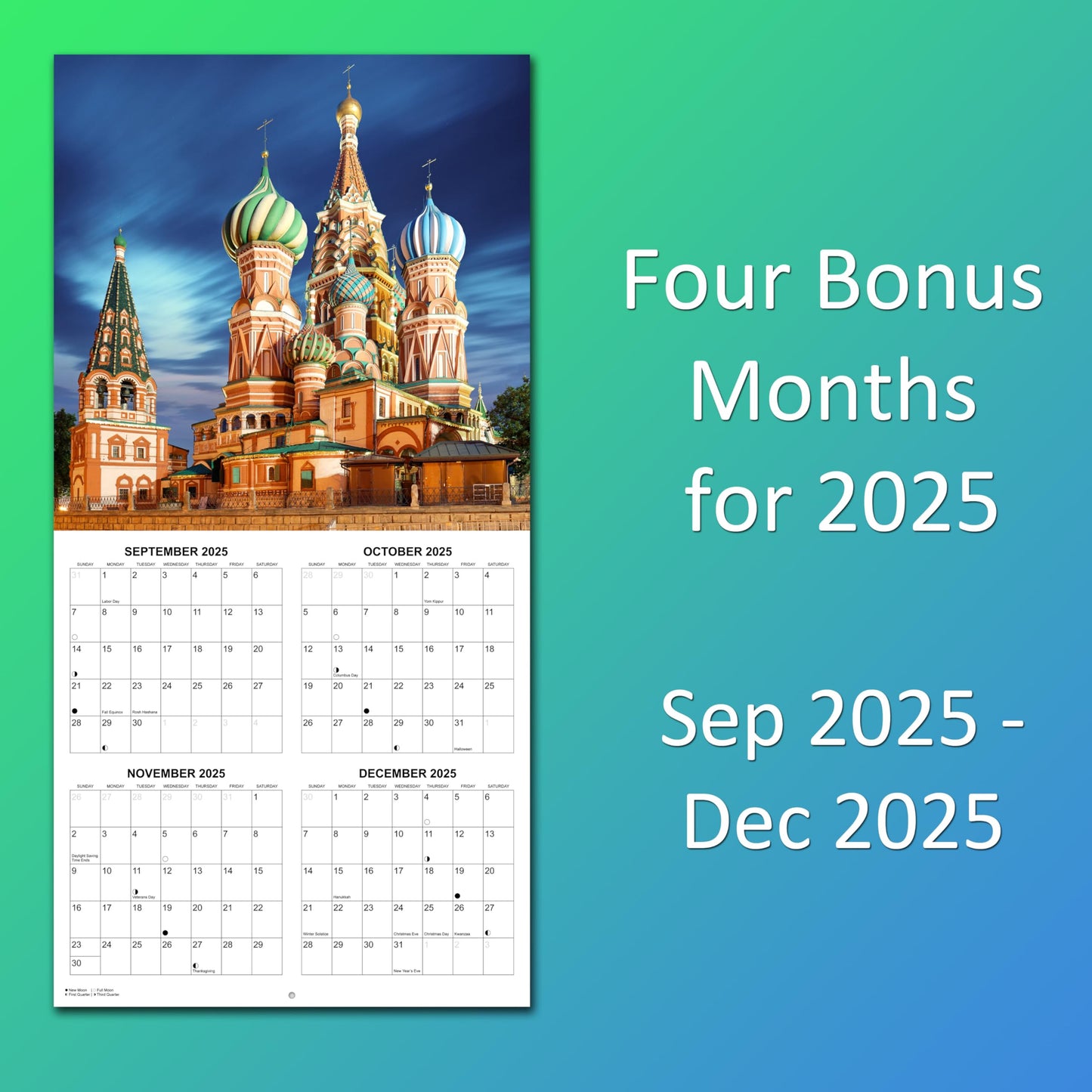2026 Wonders of the World Monthly Wall Calendar | 12" x 24" | Travel Calendar 2025-2026