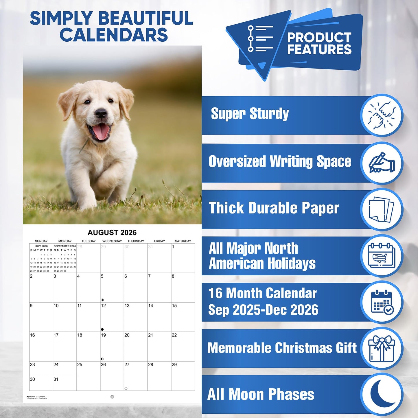 2026 Golden Retrievers Wall Calendar