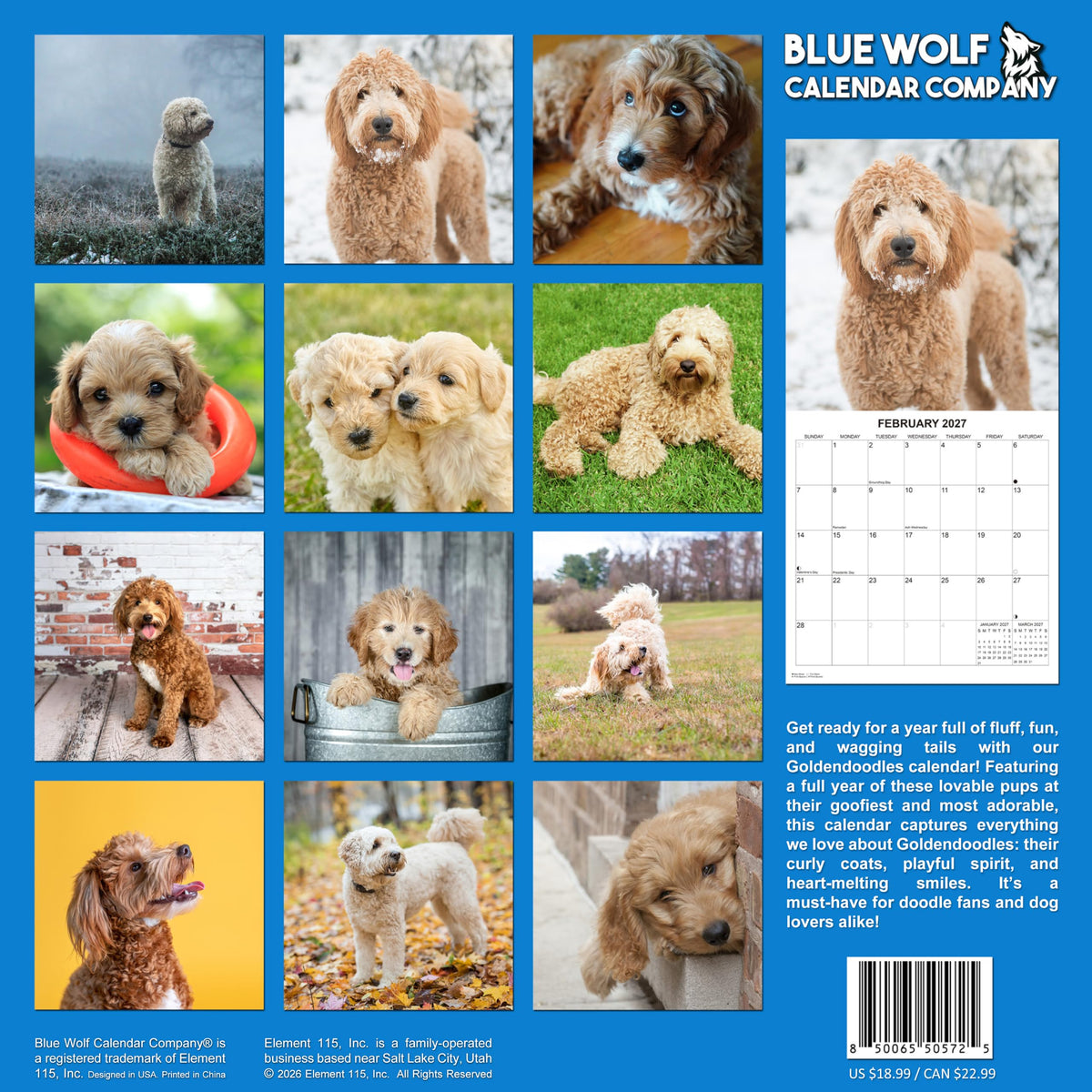 2027 Goldendoodles Monthly Wall Calendar | Cute Dog Calendar September 2026 - December 2027