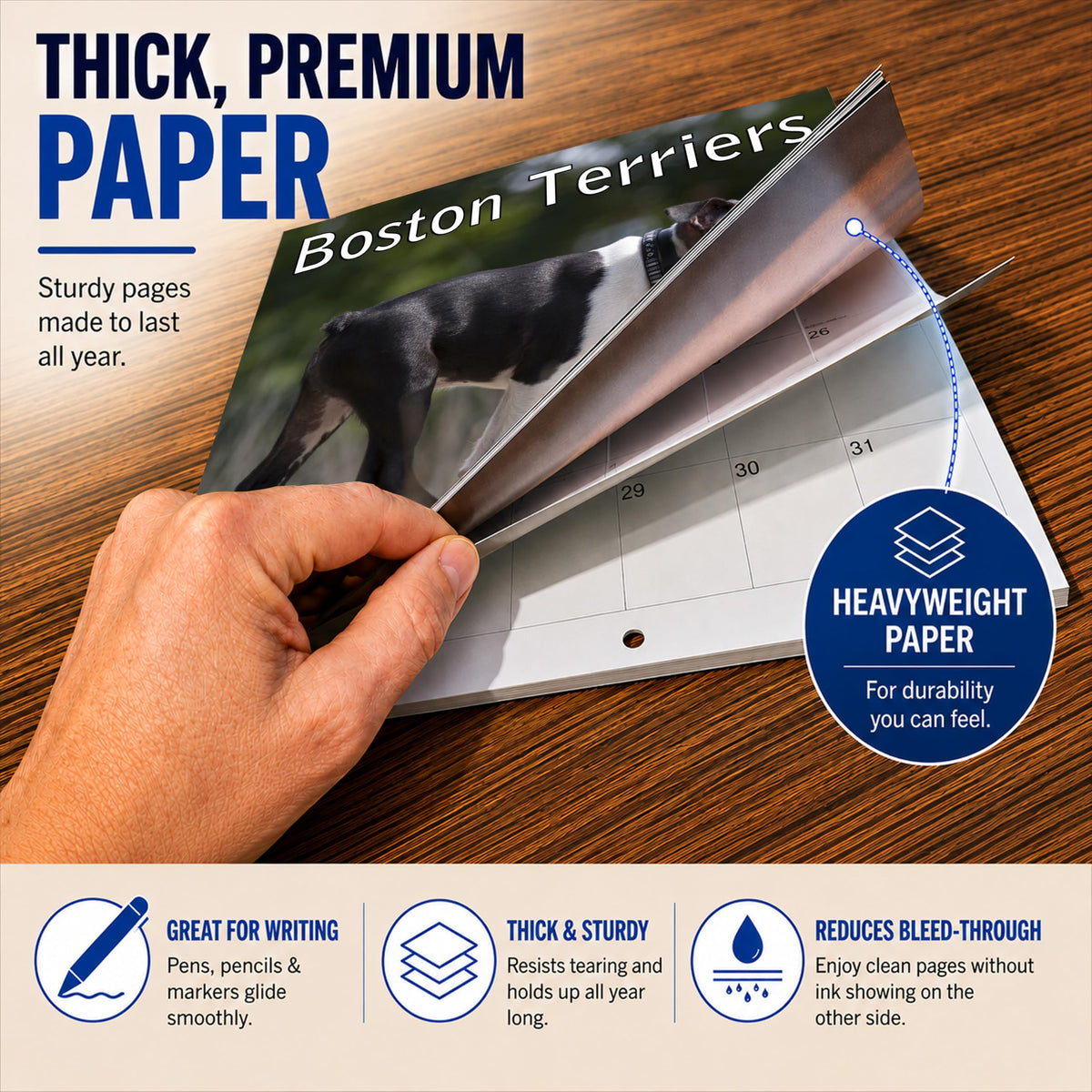 2027 Boston Terriers Monthly Wall Calendar | Dog Calendar September 2026- December 2027