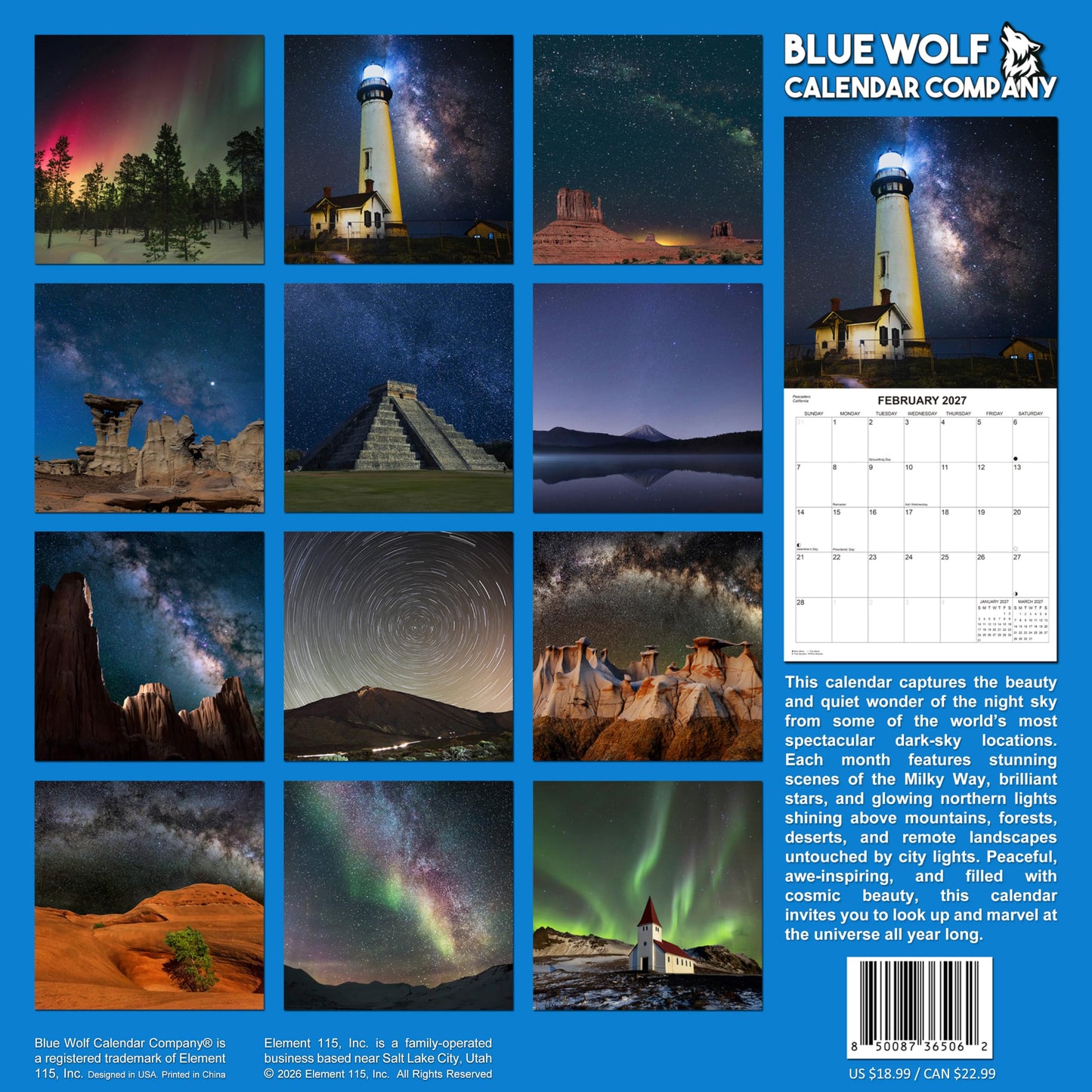 2027 Stargazing Monthly Wall Calendar | Night Skies Calendar 2026-2027
