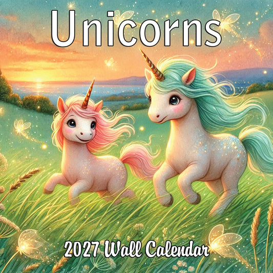 2027 Unicorns Monthly Wall Calendar | Fantasy Unicorn Art Calendar 2026-2027