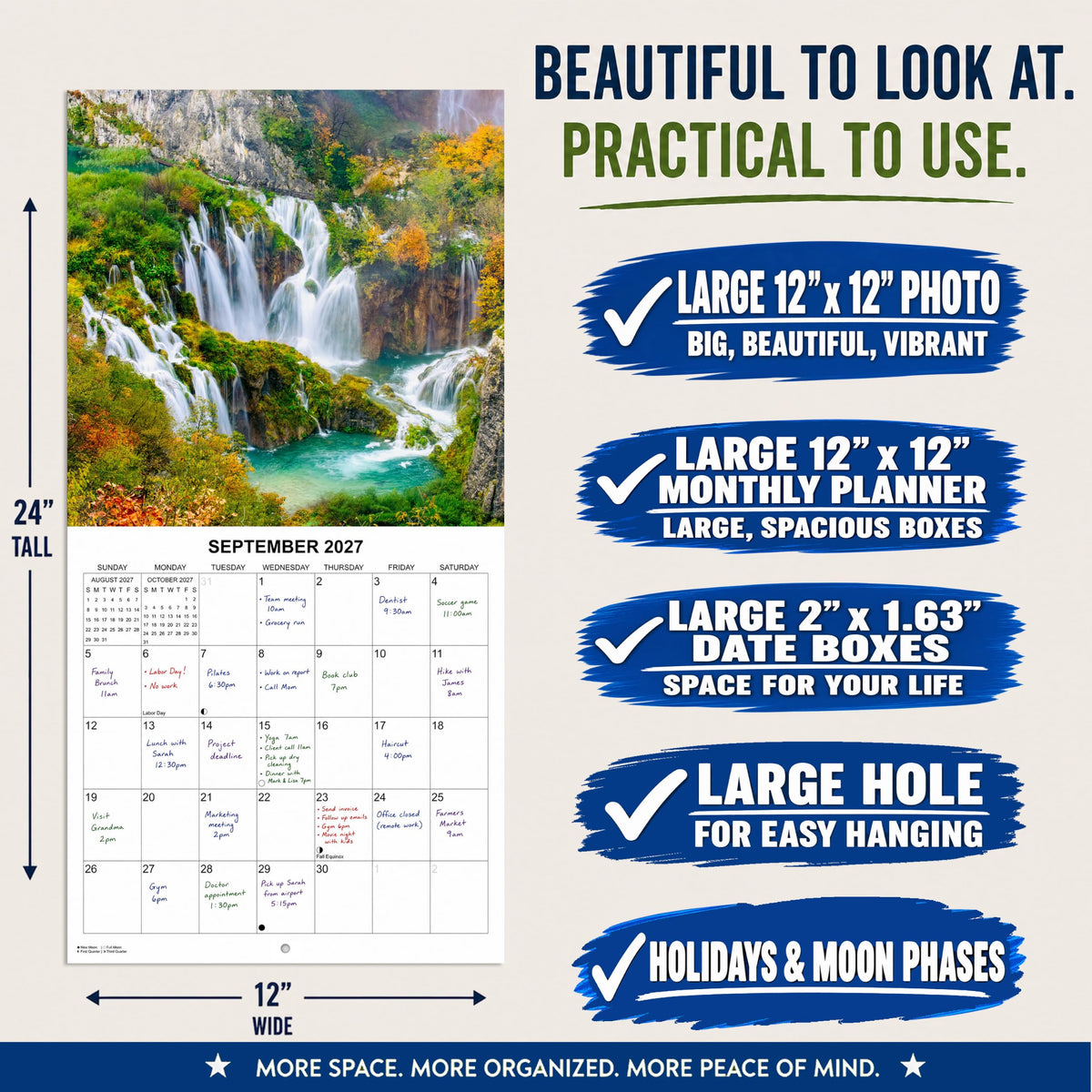 2027 Waterfalls Monthly Wall Calendar | Travel Calendar 2026-2027