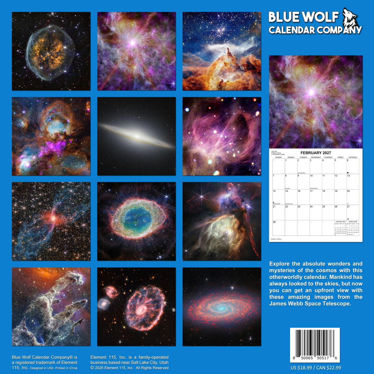 2027 Cosmos Wall Calendar | 12" x 24" | Images from the James Webb Space Telescope Calendar 2026-2027