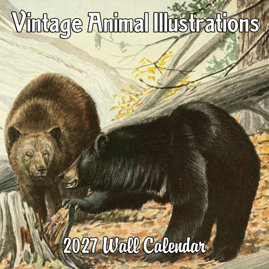 2027 Vintage Animal Illustrations Monthly Wall Calendar