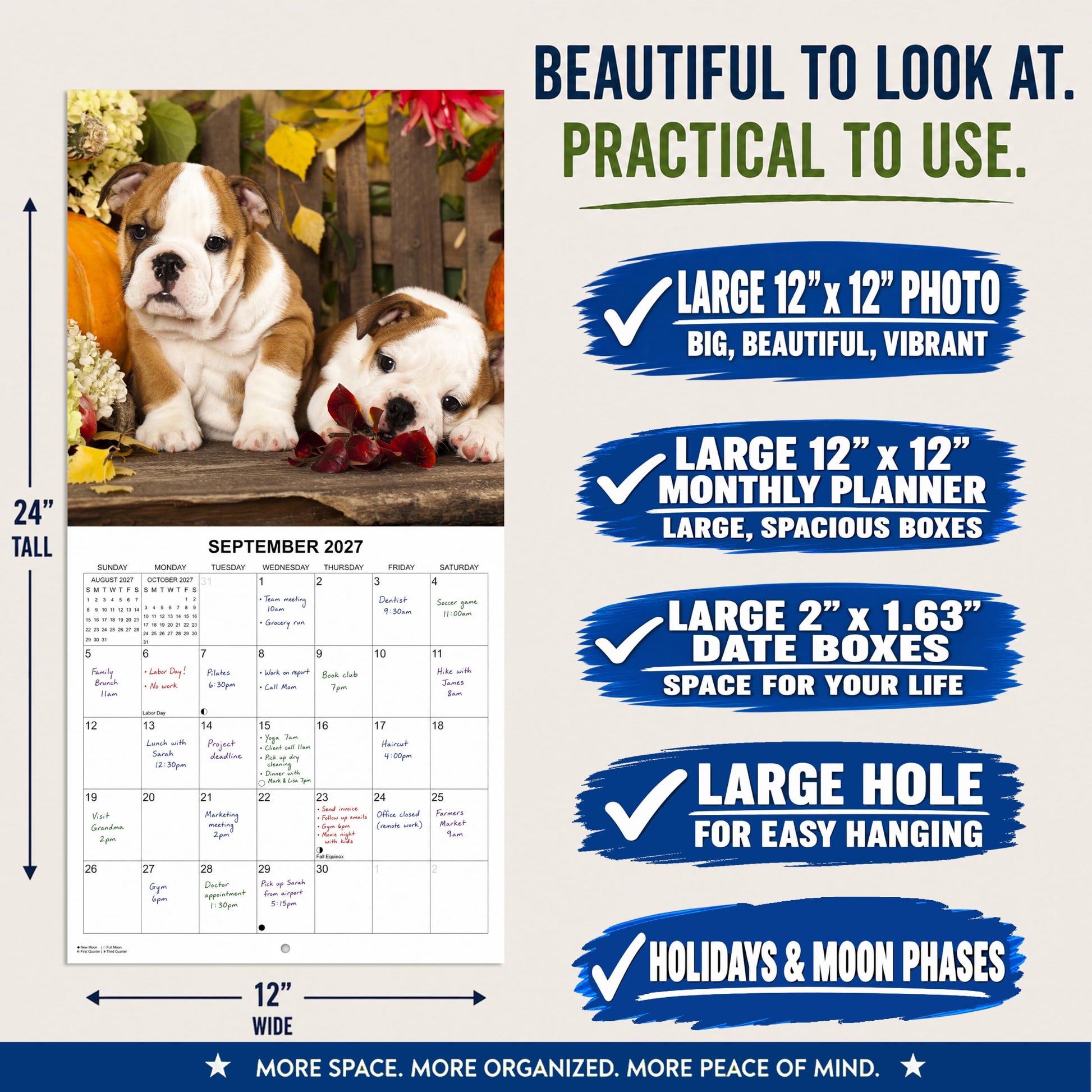 2027 English Bulldogs Monthly Wall Calendar | Cute Dogs Calendar September 2026 - December 2027