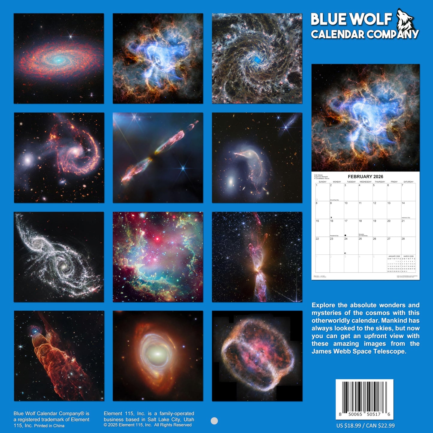 2026 The Cosmos: Images from the James Webb Space Telescope Monthly Wall Calendar - | 12" x 24" | Space Calendar 2025-2026