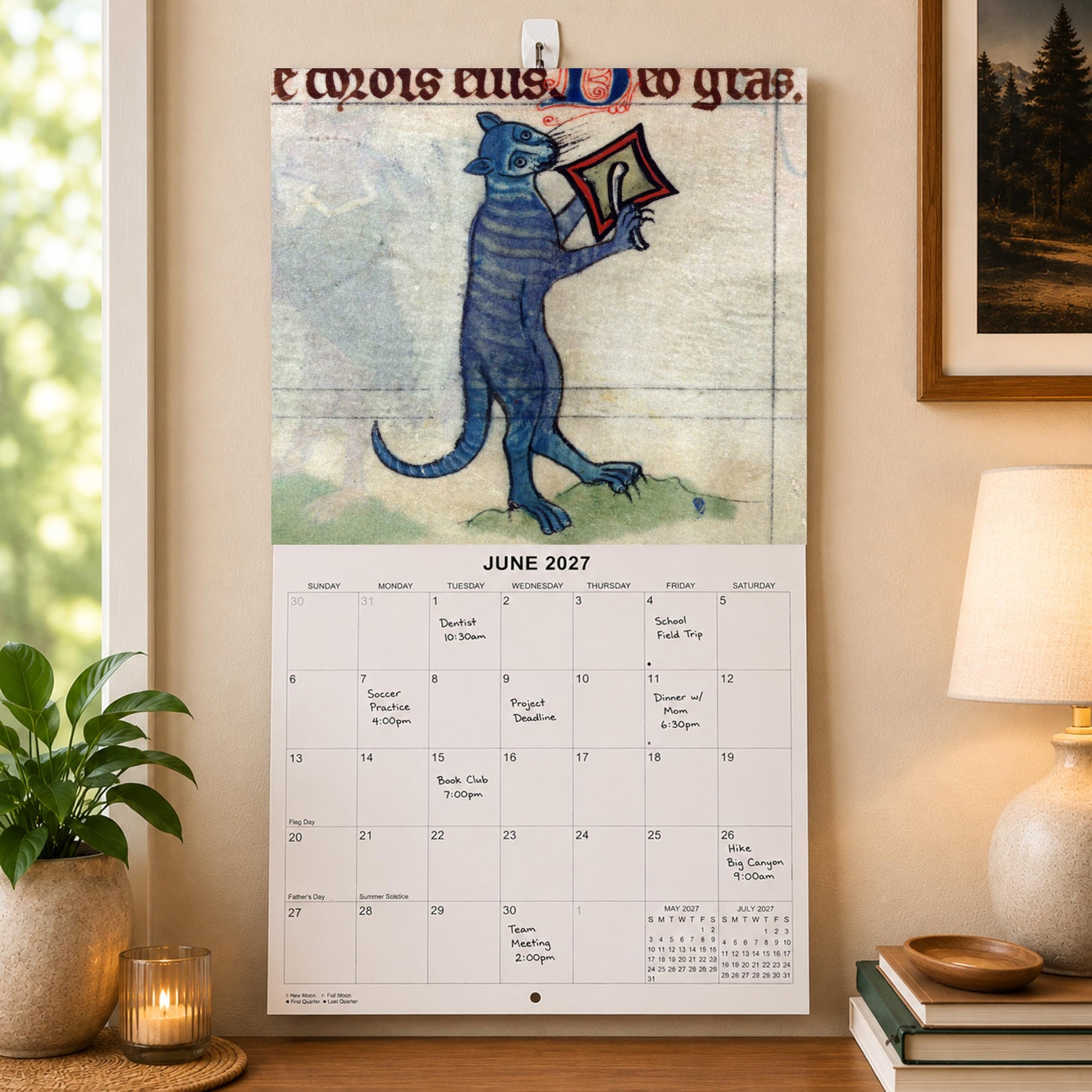 2027 Strange Medieval Cats White Elephant Monthly Wall Calendar - Funny Gag Gift Ugly Cat Illustrations | Funny Medieval Art Gift Calendar 2026-2027