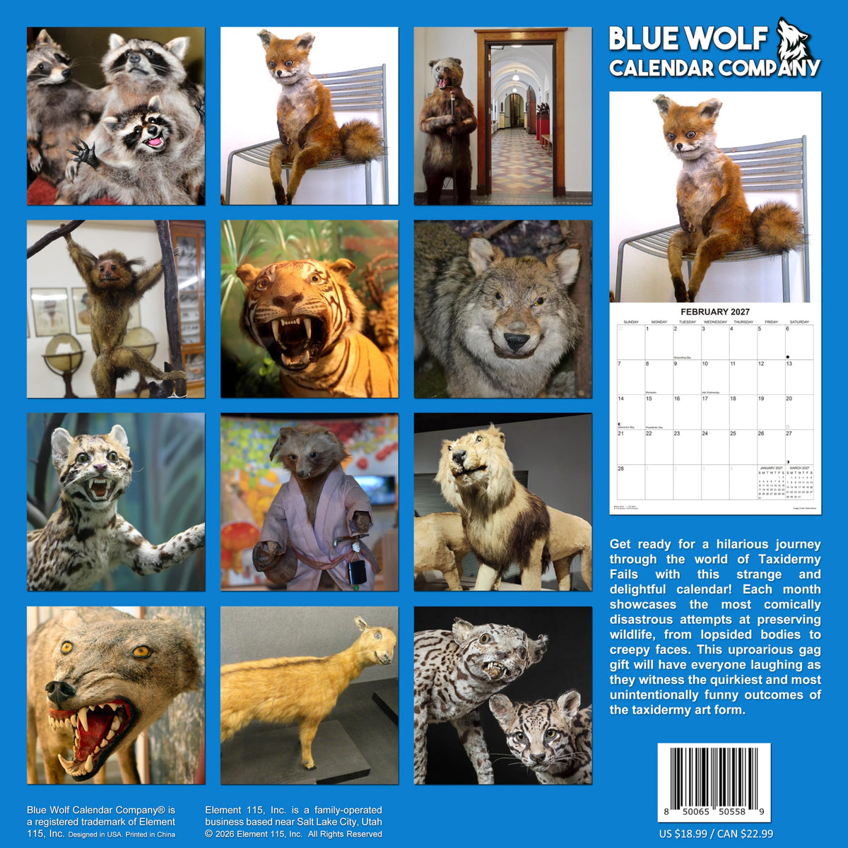 2027 Taxidermy Fails Monthly Wall Calendar - Funny Gag Gift | Bad Taxidermy Prank Gift Calendar 2026-2027