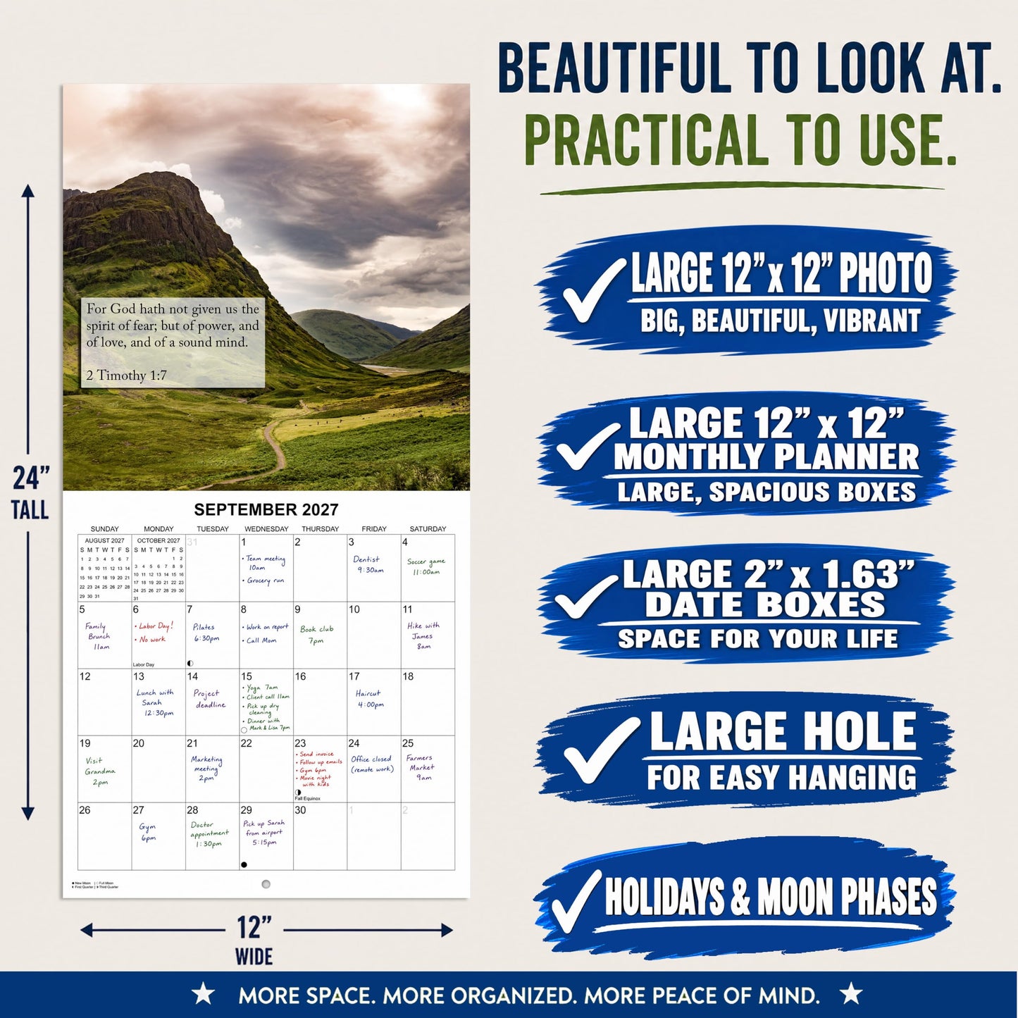 2027 Fear Not Bible Verses Monthly Wall Calendar | Christian Calendar 2026-2027