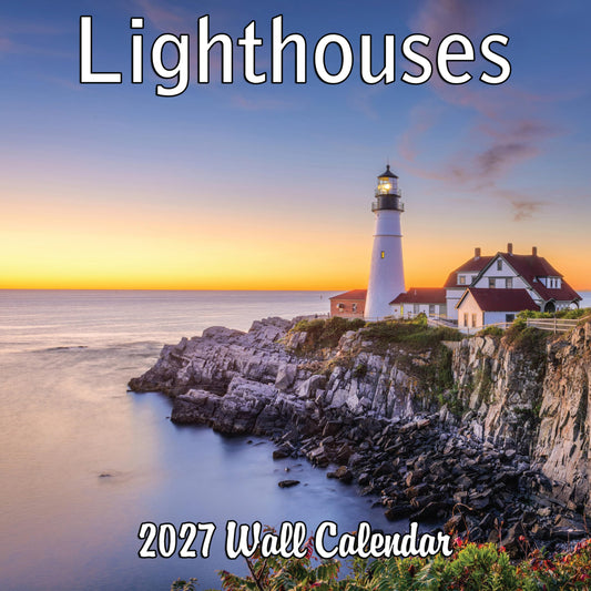 2027 Lighthouses Monthly Wall Calendar | Travel Calendar 2026-2027