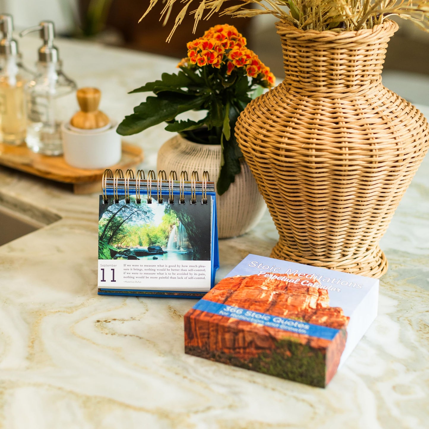 2025-2026 Stoic Meditations Perpetual Calendar: 366 Stoic Quotes for Reflection and Growth Daily Flip Calendar | Works for Any Year | Wise Sayings from Stoicism Philosophers | Philosophy Quotes Paired with Daily Photographs of Beautiful Landscapes and Wil