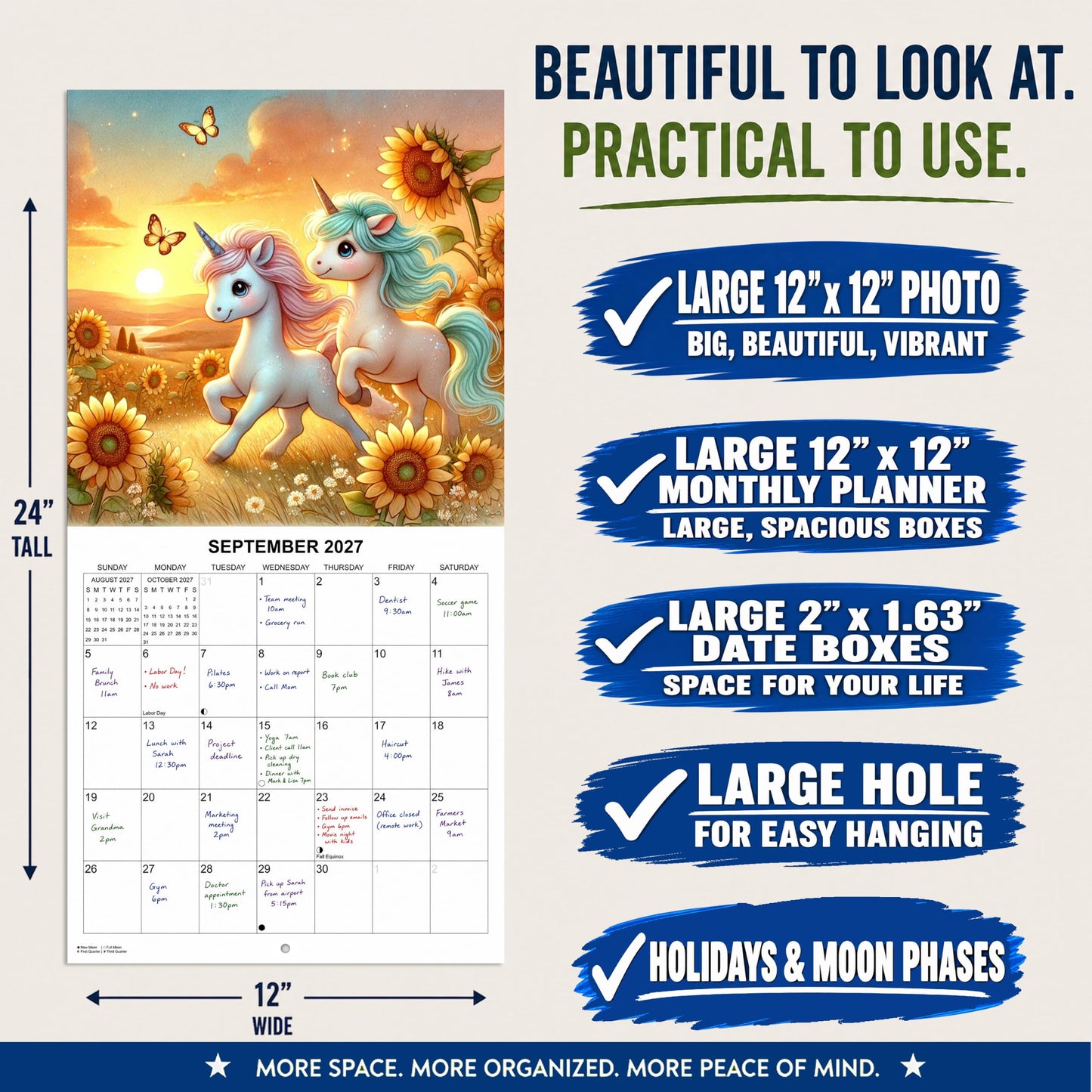 2027 Unicorns Monthly Wall Calendar | Fantasy Unicorn Art Calendar 2026-2027