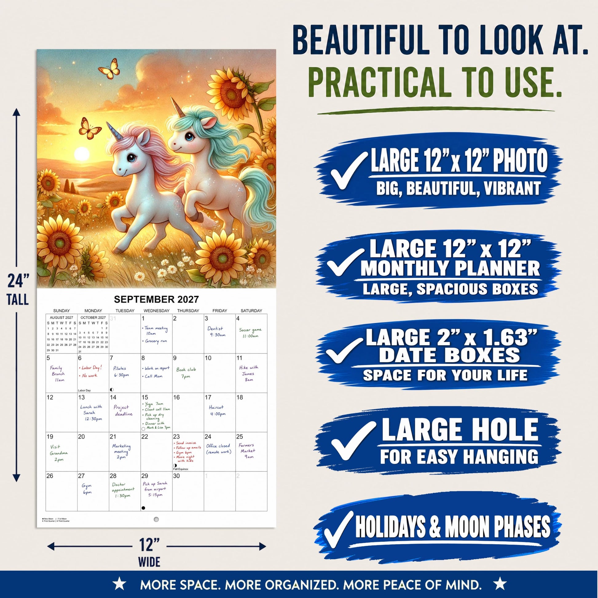 2027 Unicorns Monthly Wall Calendar | Fantasy Unicorn Art Calendar 2026-2027