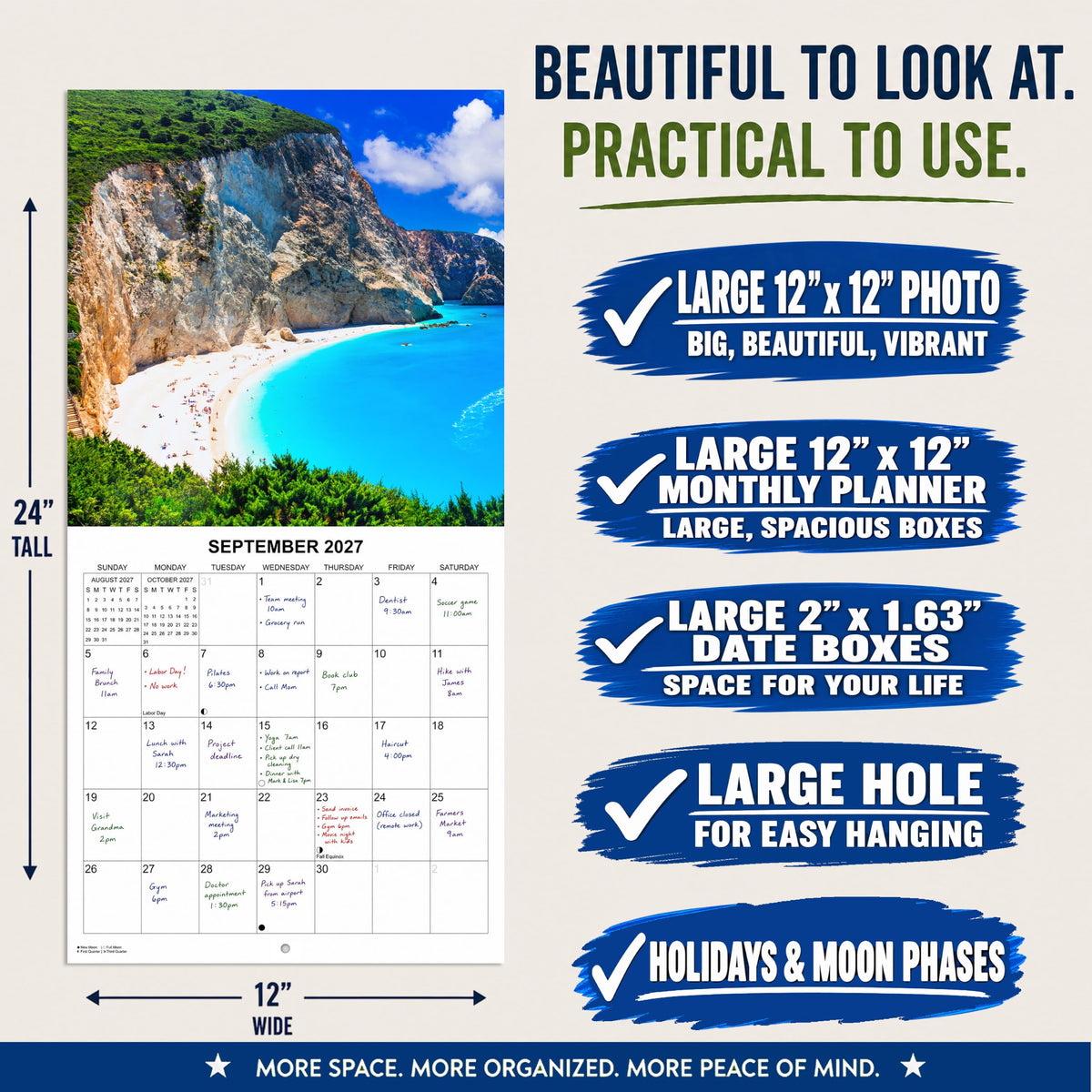 2027 Exotic Beaches Monthly Wall Calendar | Tropical Beaches Travel Calendar 2026-2027